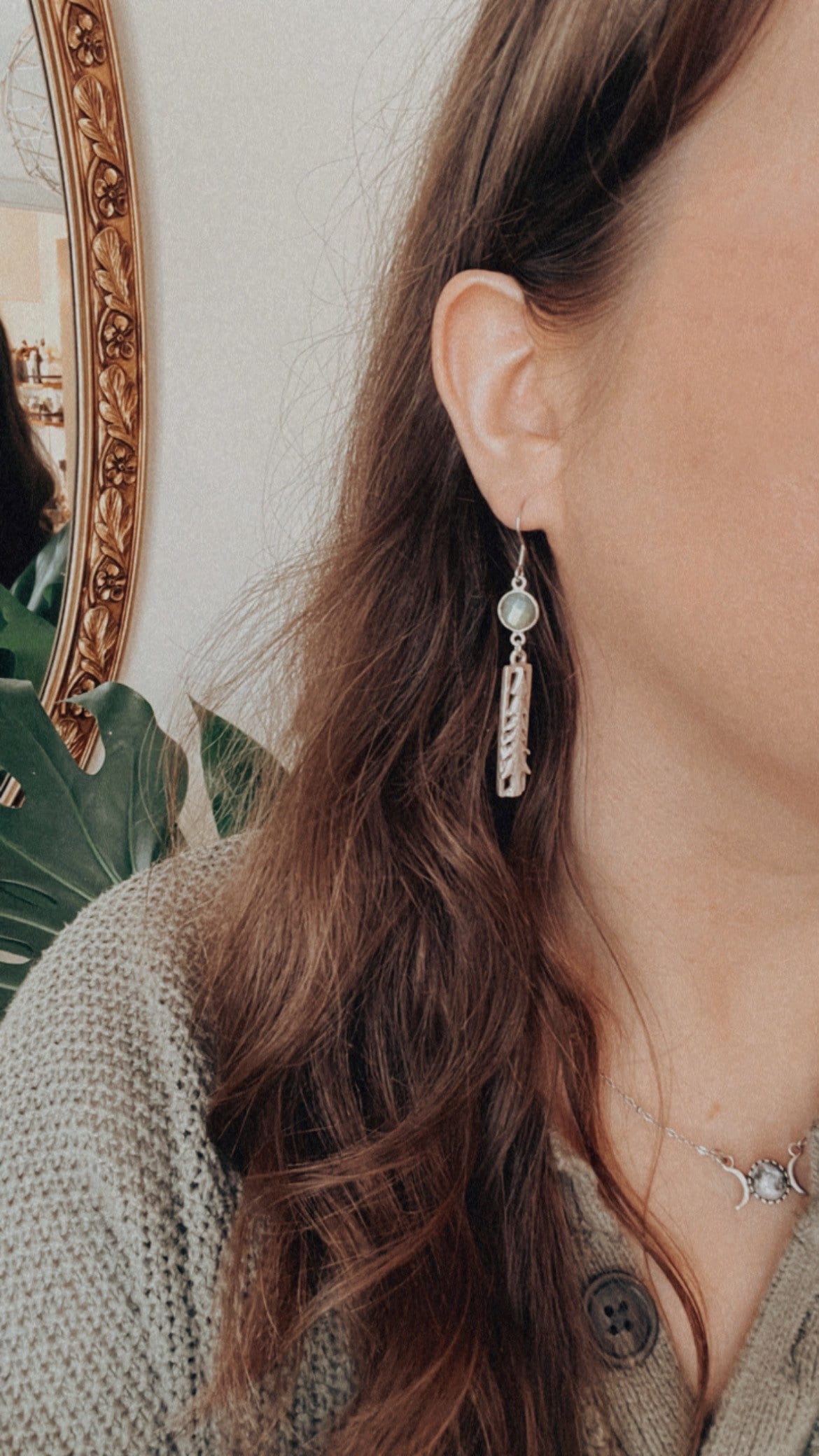 Labradorite Pine Tree Dangle Earrings