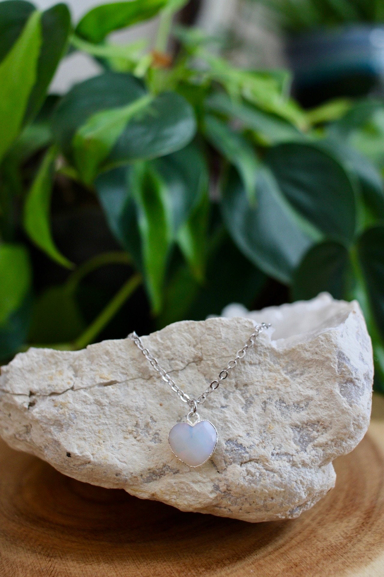 Opalite Heart Crystal Necklace