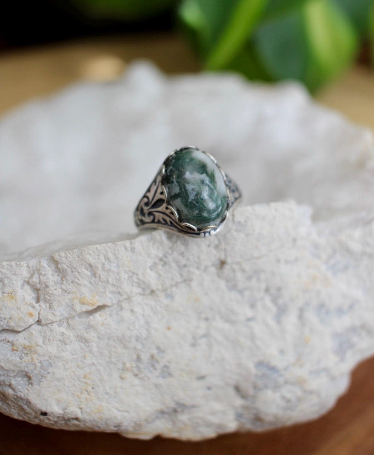 Tree Agate Adjustable Ring