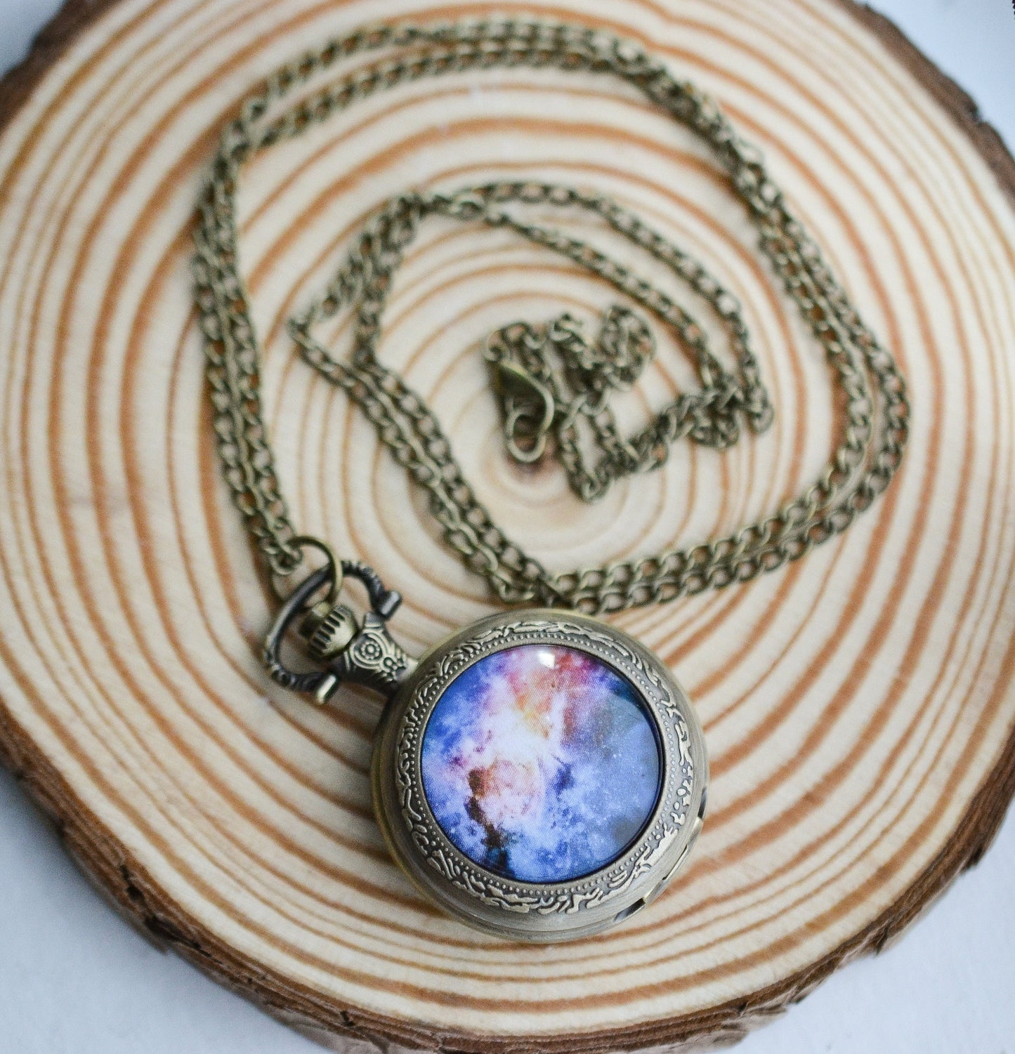 Galaxy Pocket Watch Necklace