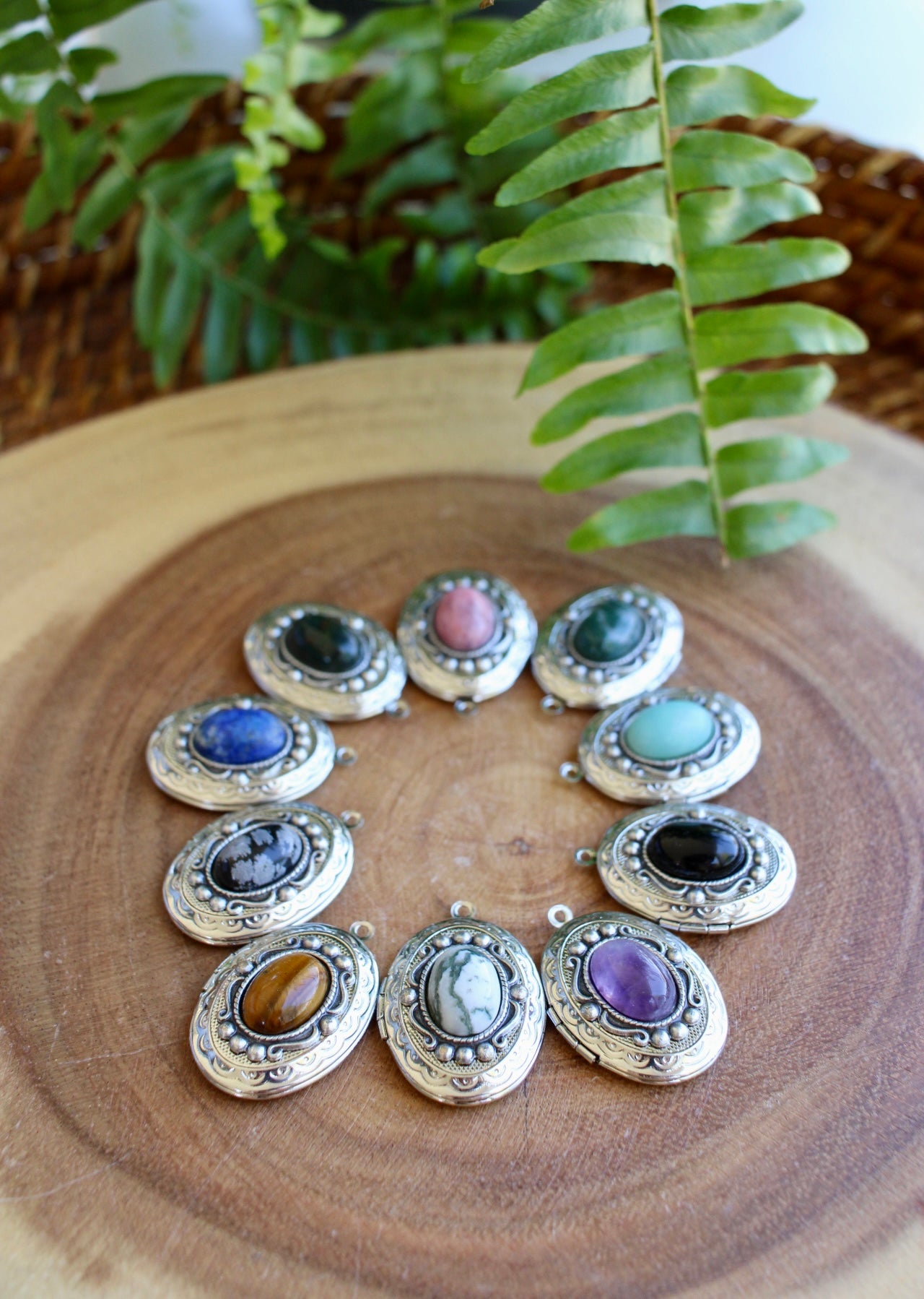Natural Gemstone Locket Necklace