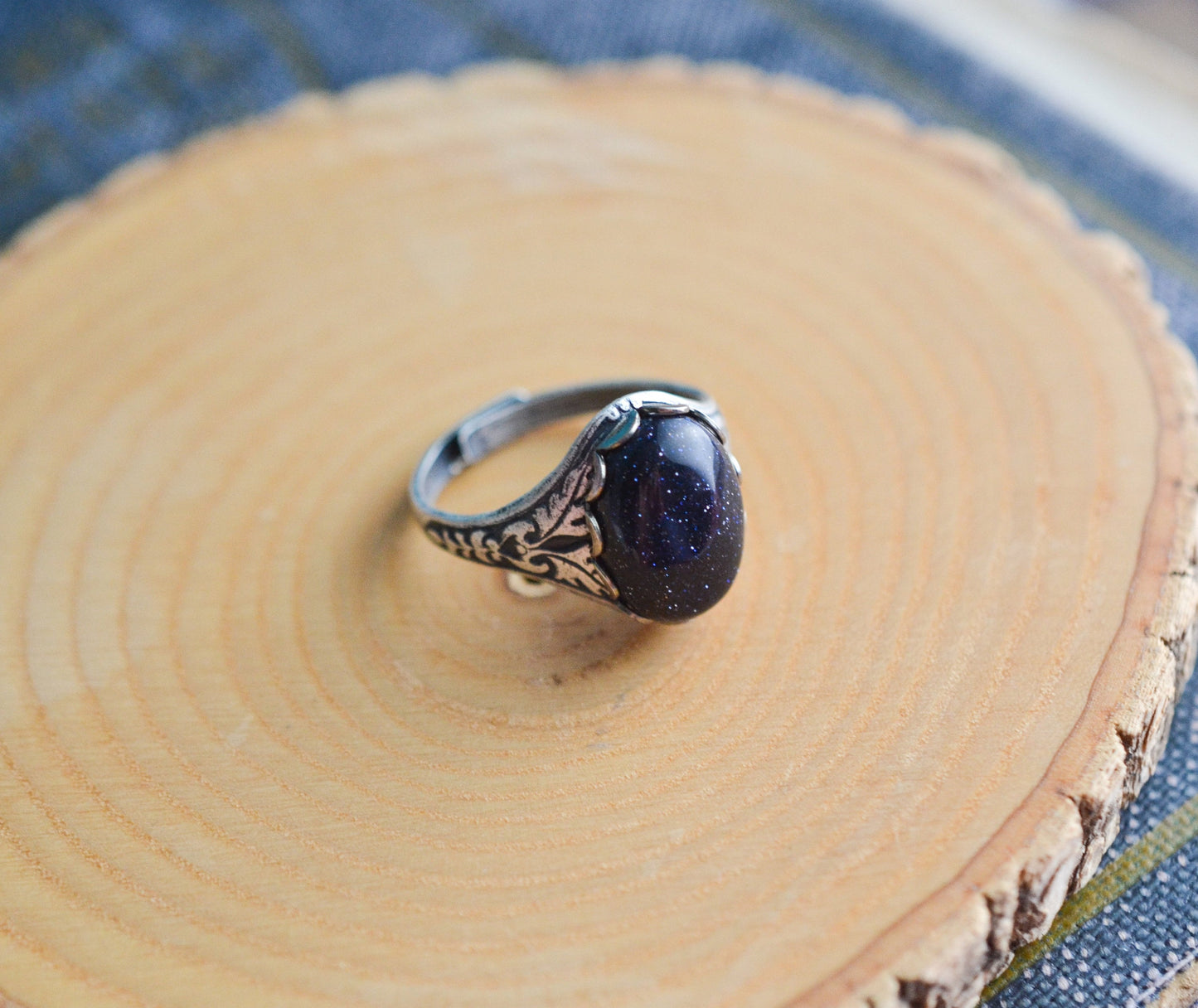 Blue Goldstone Ring