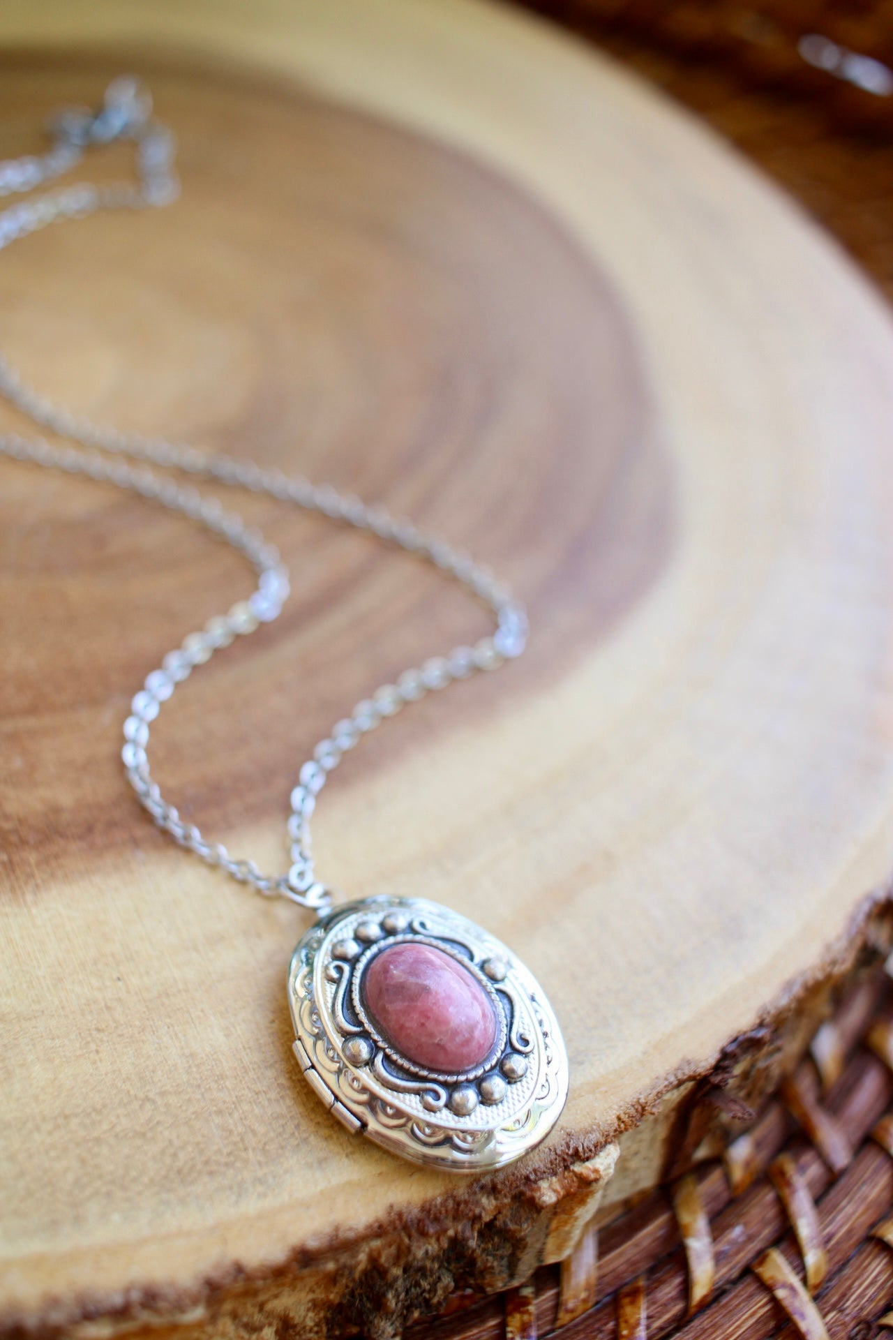 Natural Gemstone Locket Necklace