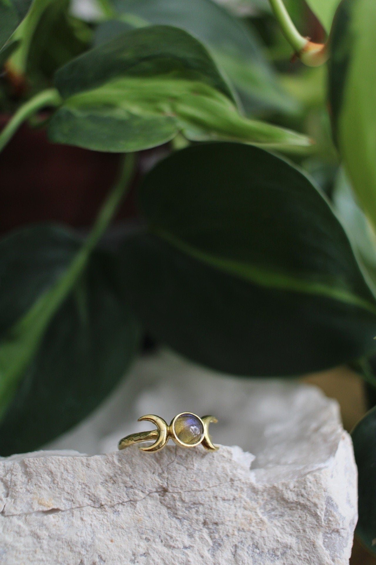 Labradorite Triple Moon Ring