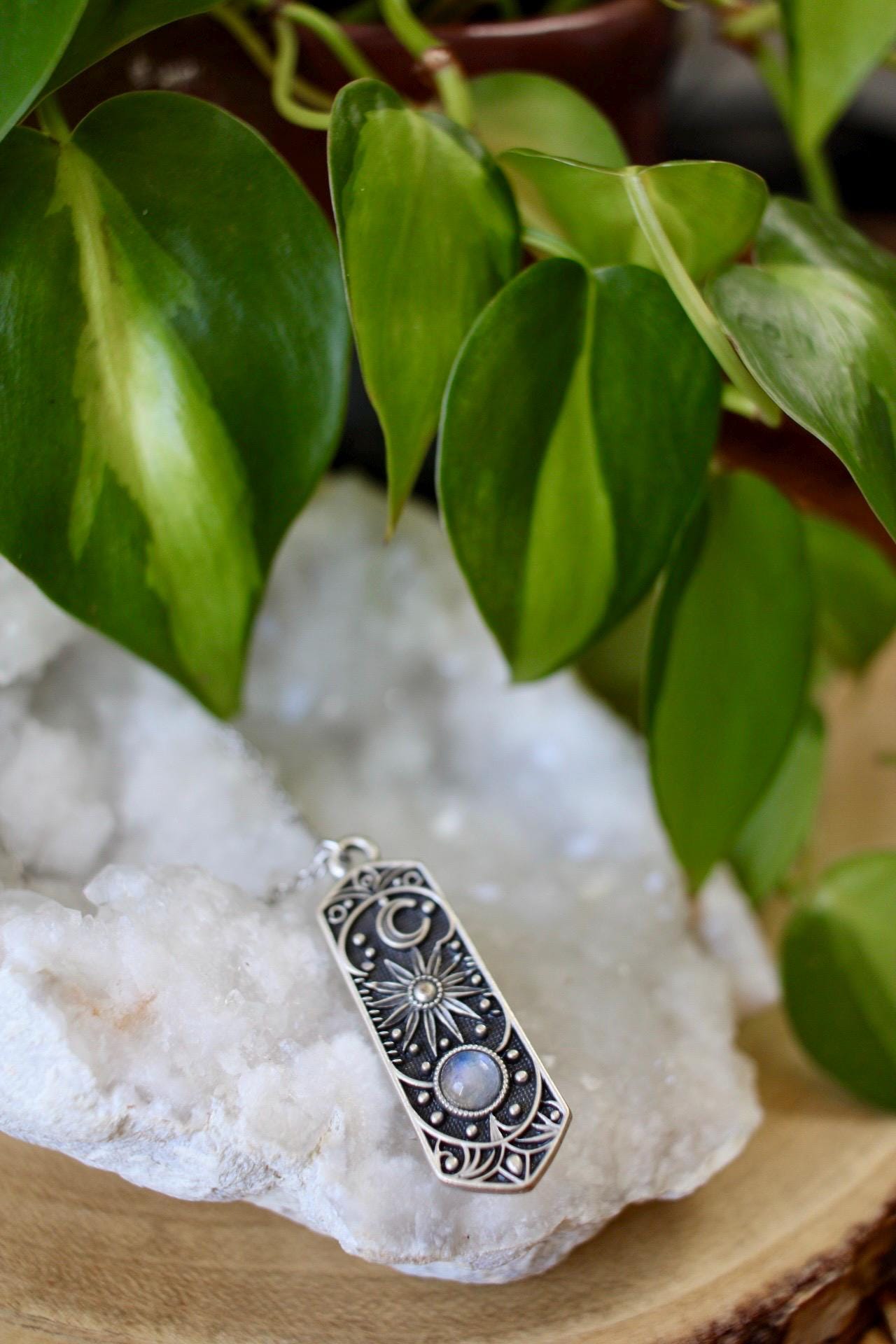 Silver Cosmic Moonstone Necklace