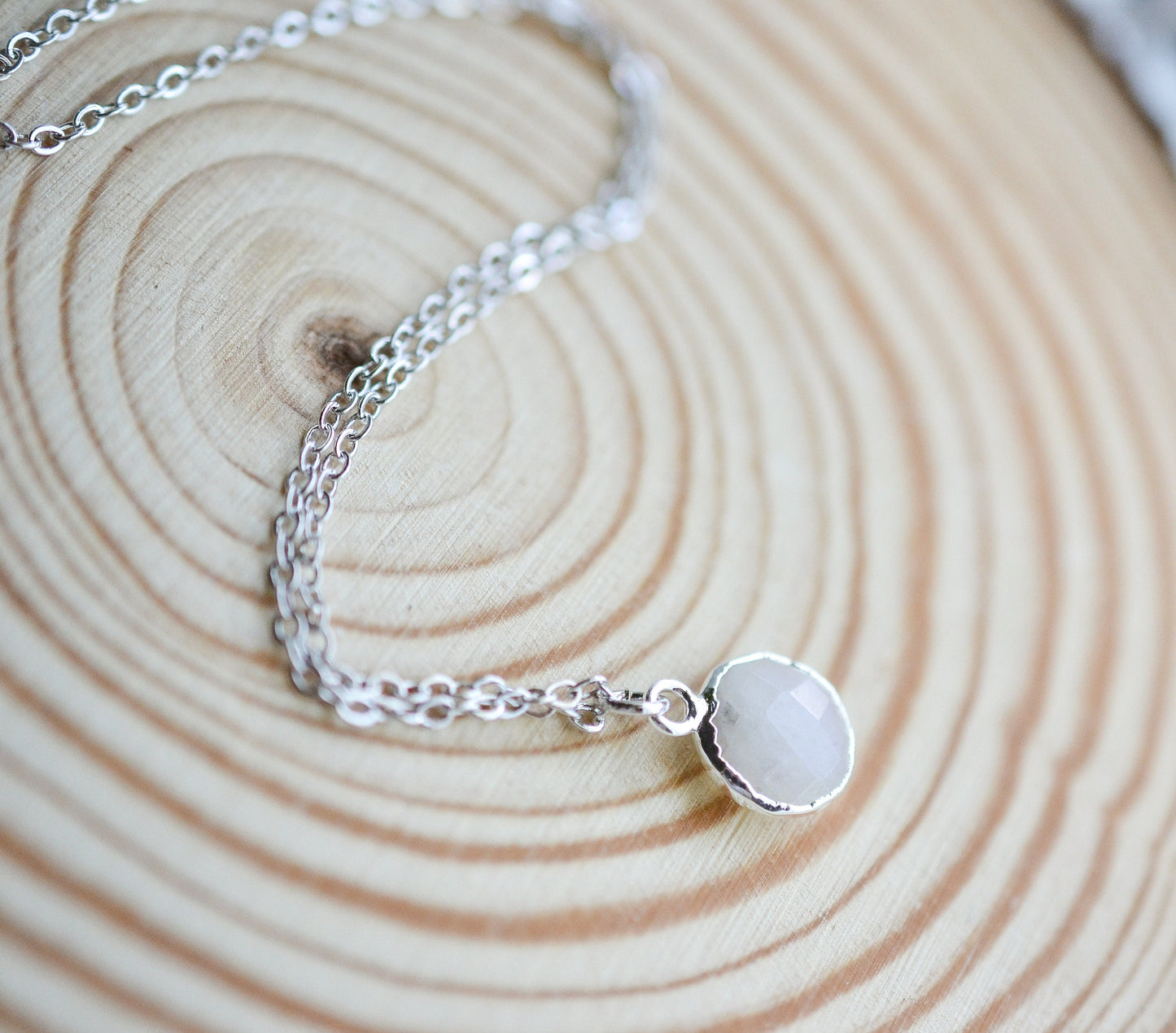 Dainty Silver Moonstone Necklace