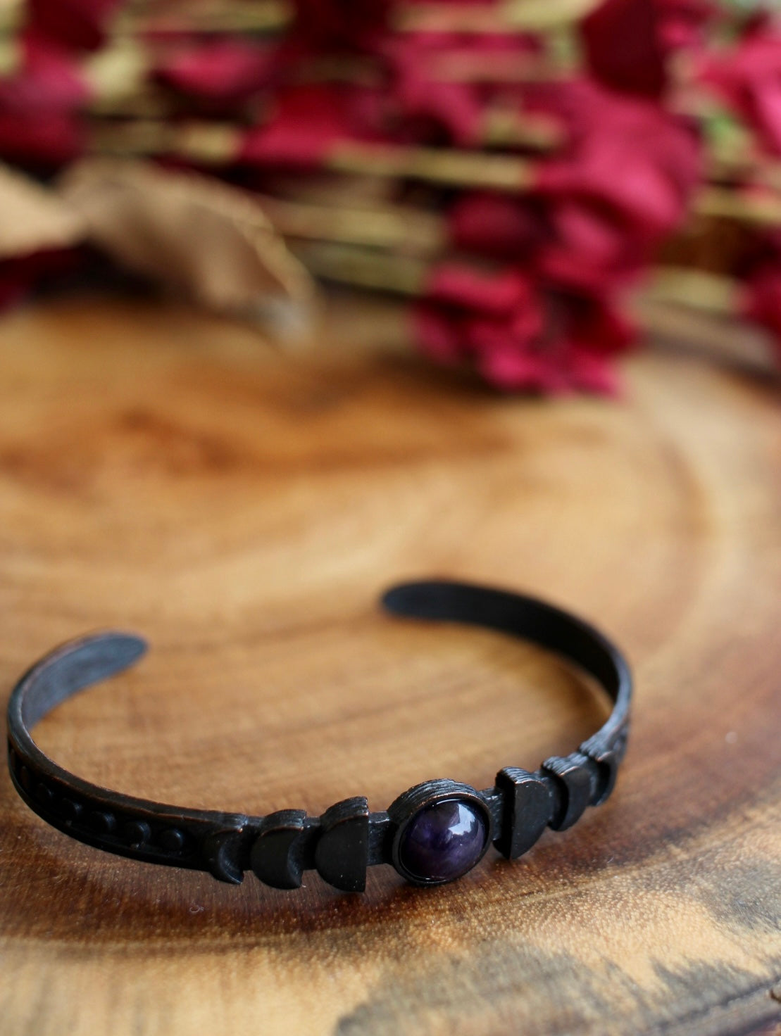 Amethyst Black Moon Phase Cuff