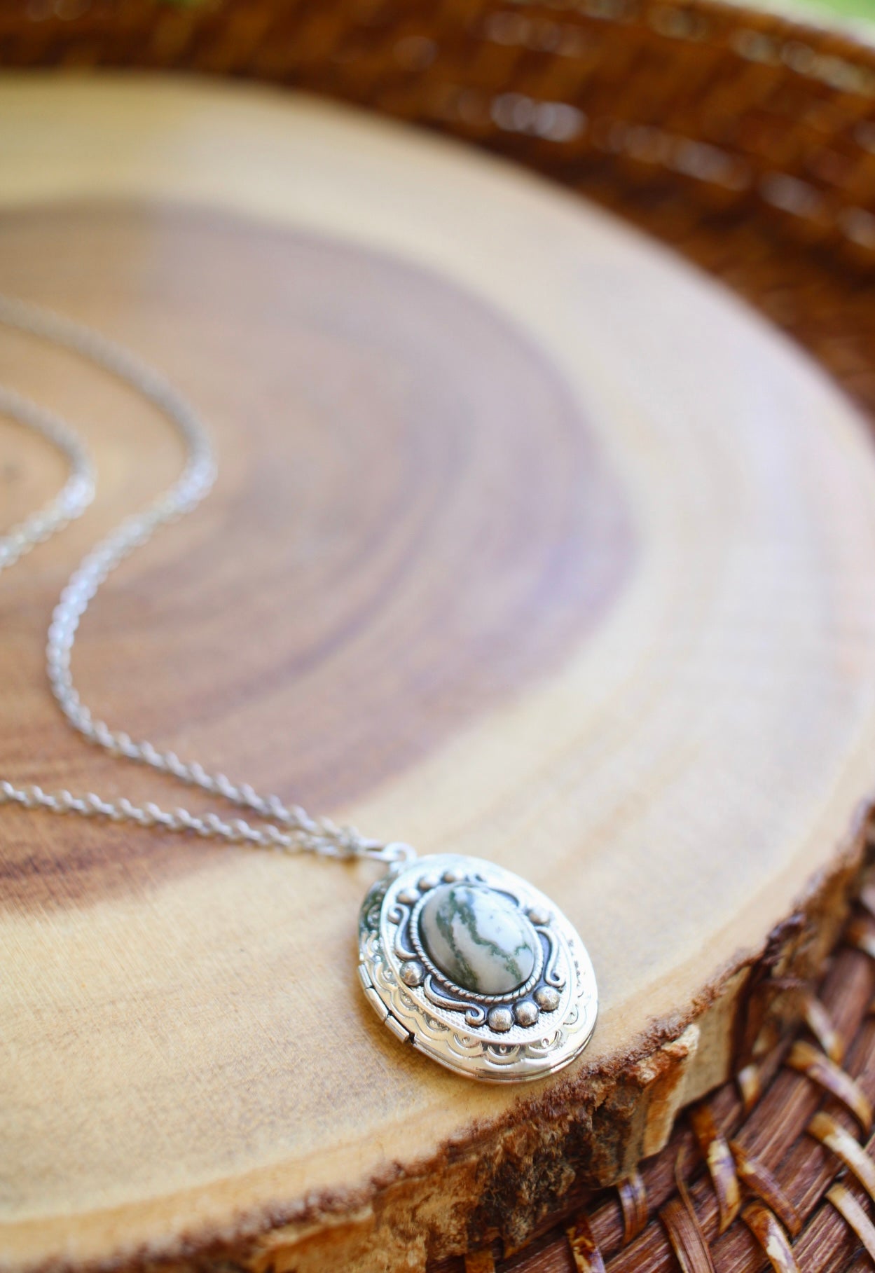 Natural Gemstone Locket Necklace