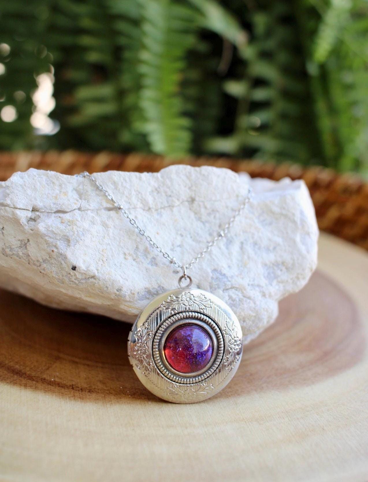 Fire Opal Locket Necklace