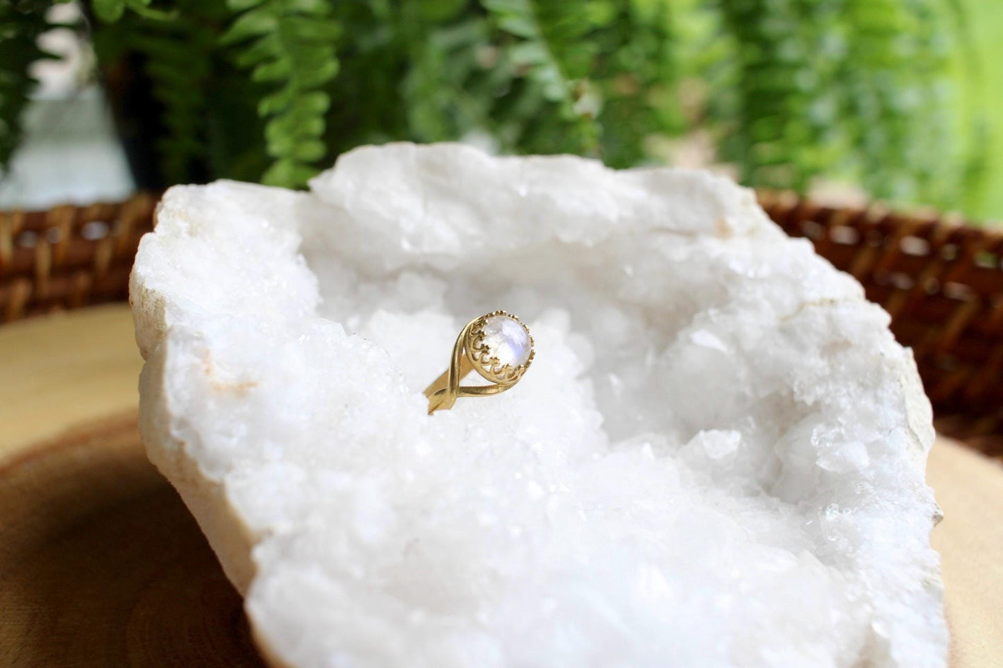 Rainbow Moonstone Ring