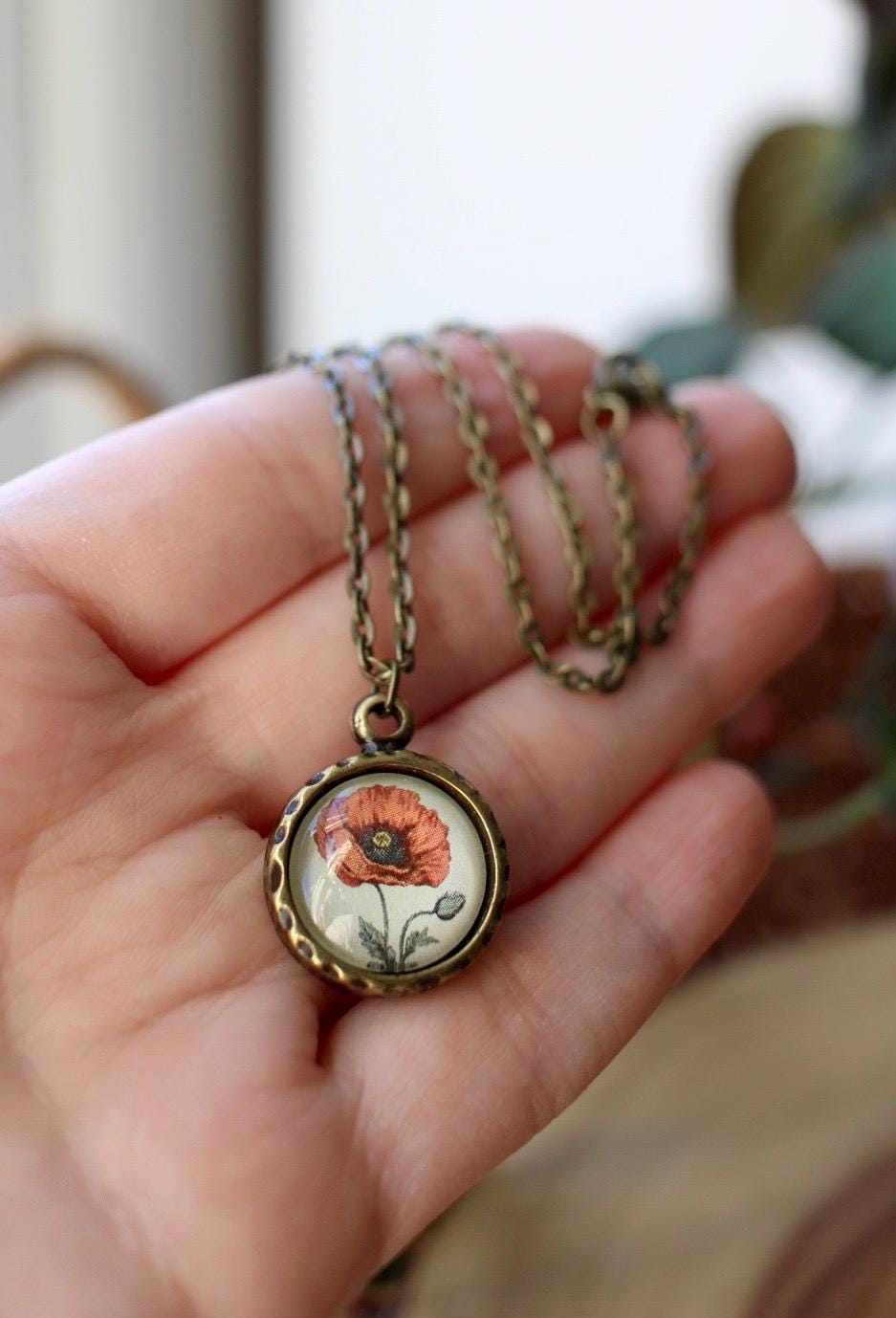 Dainty Poppy Pendant Necklace