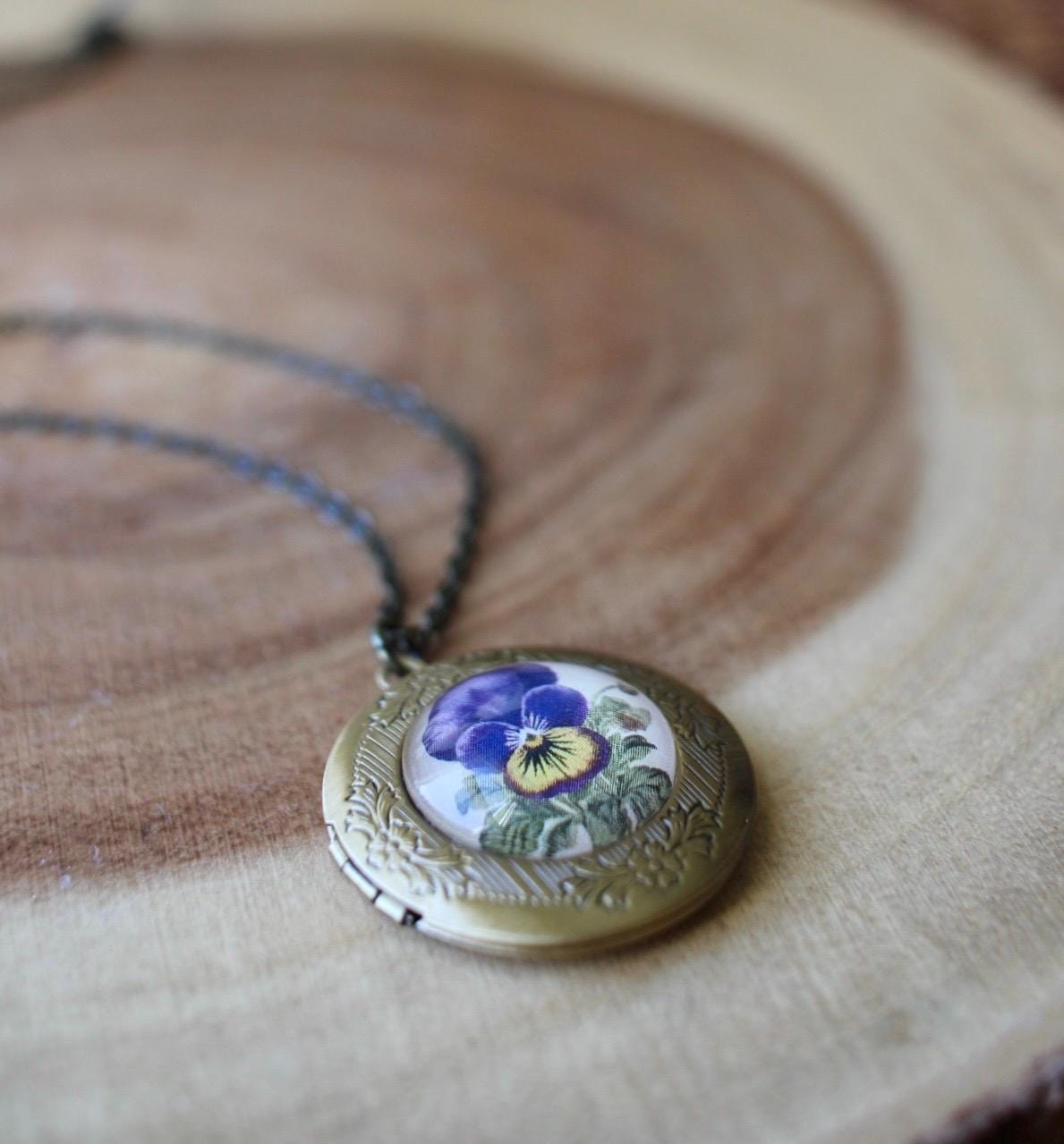 Pansy Locket Photo Necklace