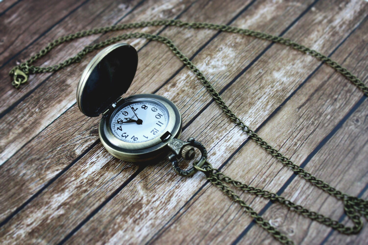 World Map Pocket Watch Necklace