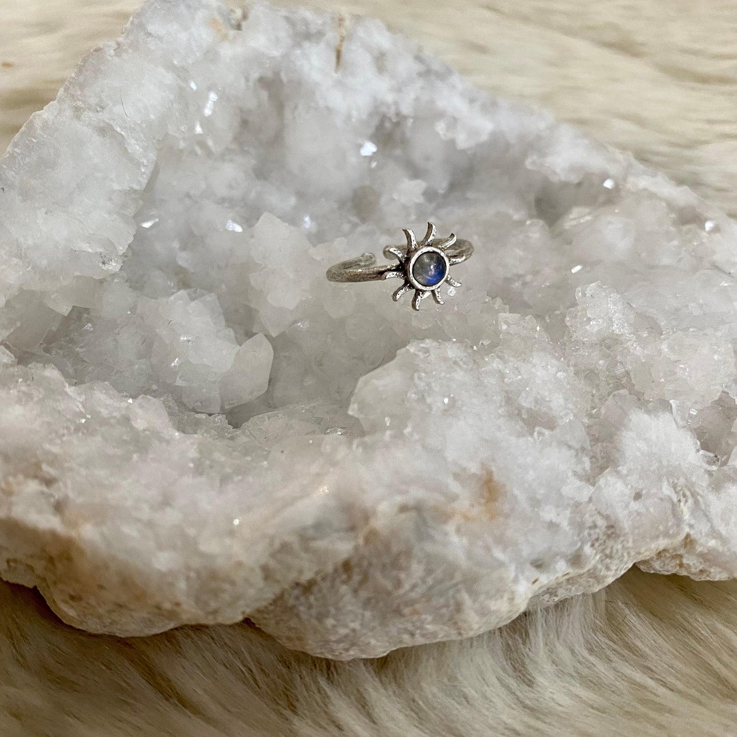 Dainty Sun Moonstone Ring