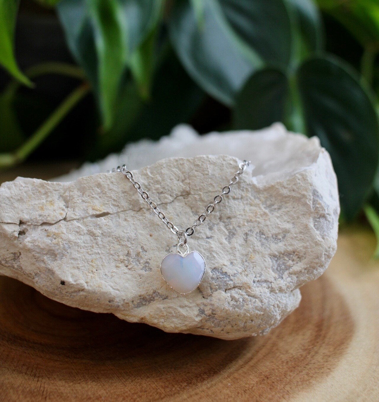 Opalite Heart Crystal Necklace