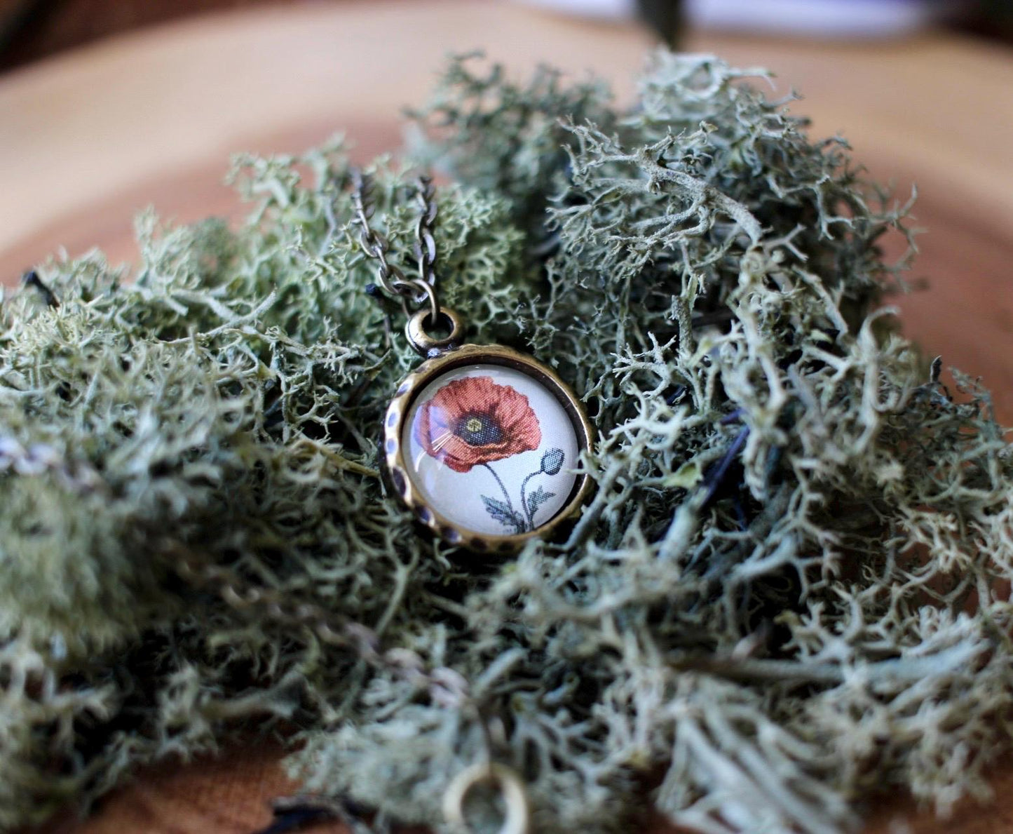 Dainty Poppy Pendant Necklace