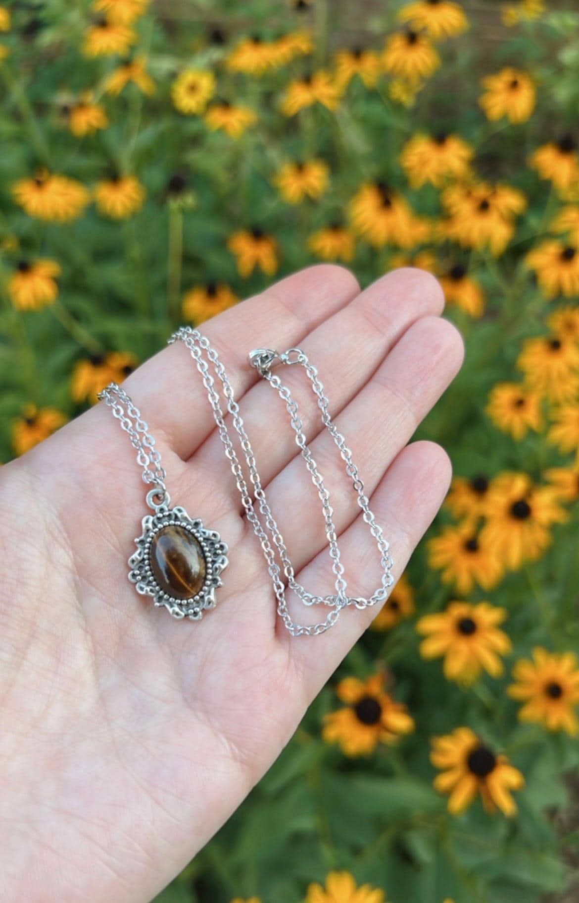 Tigers Eye Boho Pendant Necklace