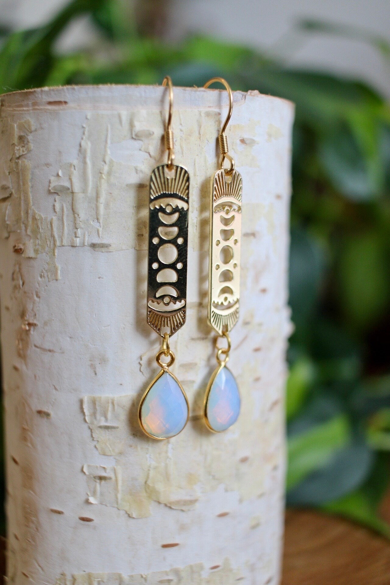 Moon Phase Opalite Dangle Earrings