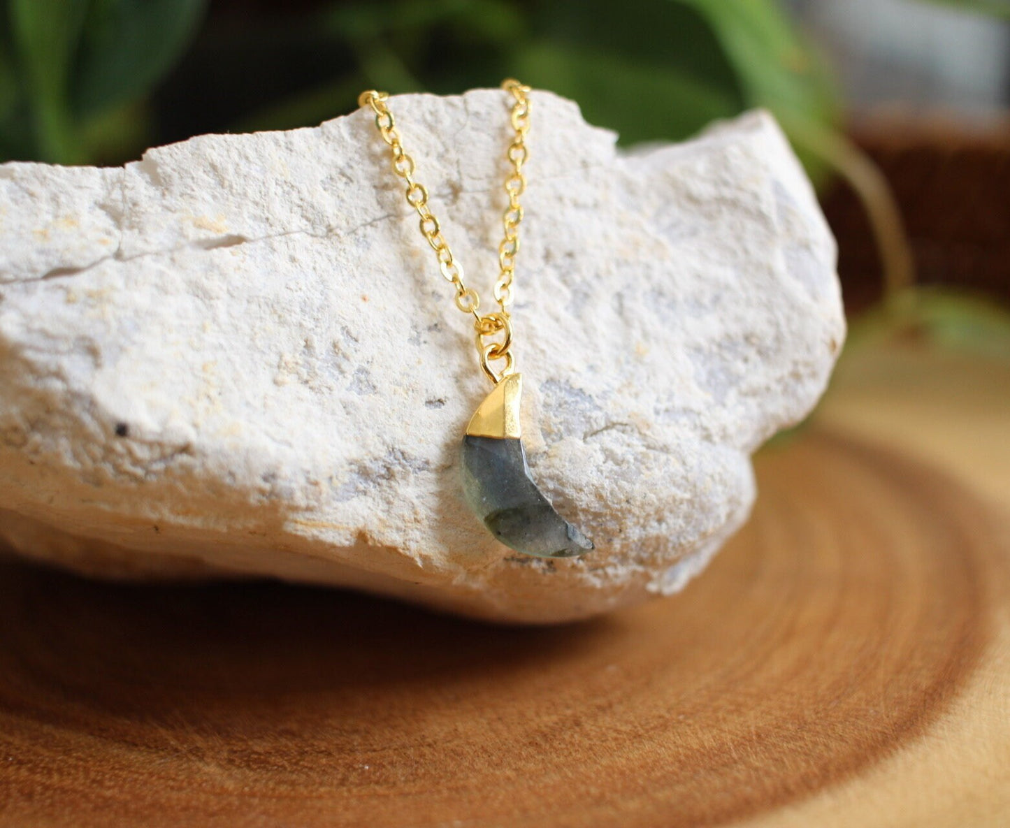 Labradorite Crystal Moon Necklace