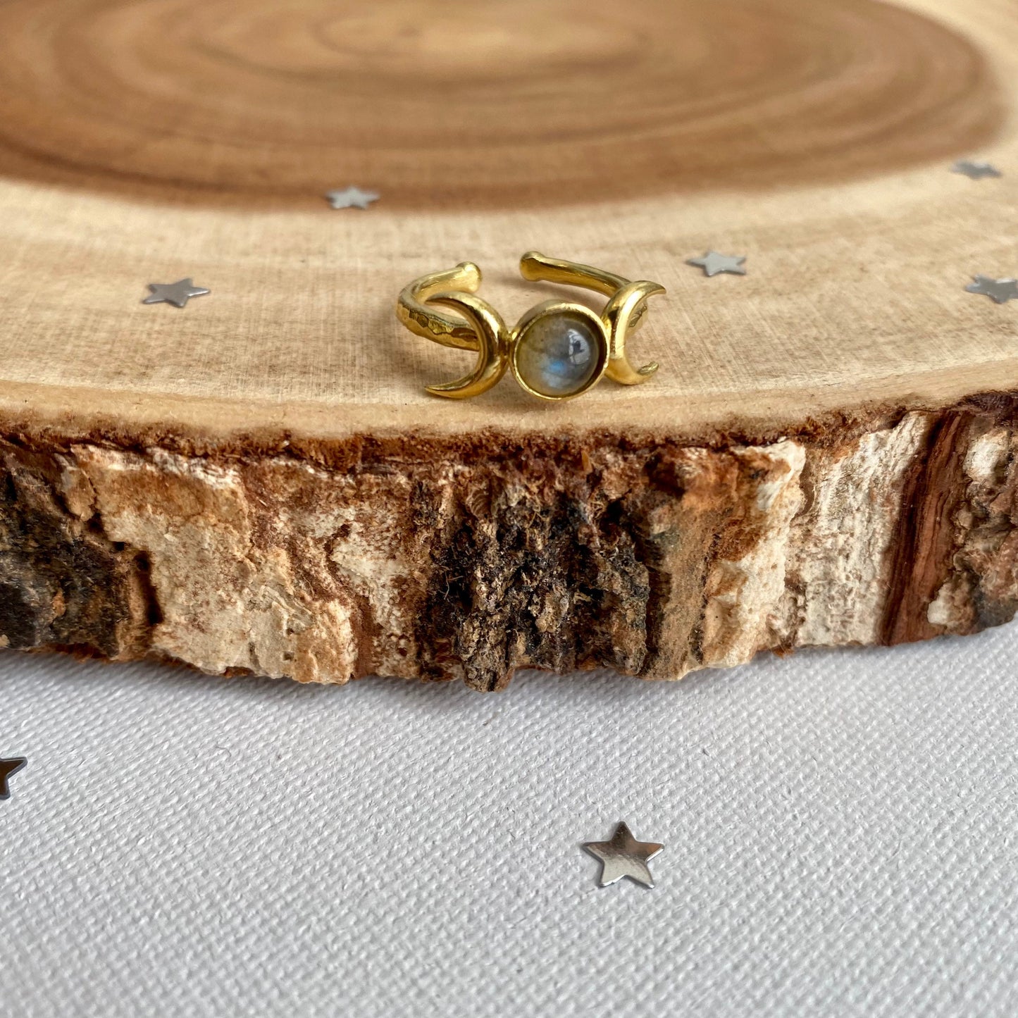 Labradorite Triple Moon Ring