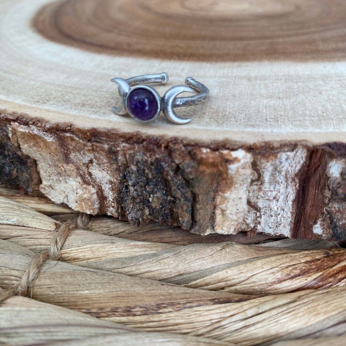 Amethyst Triple Moon Ring