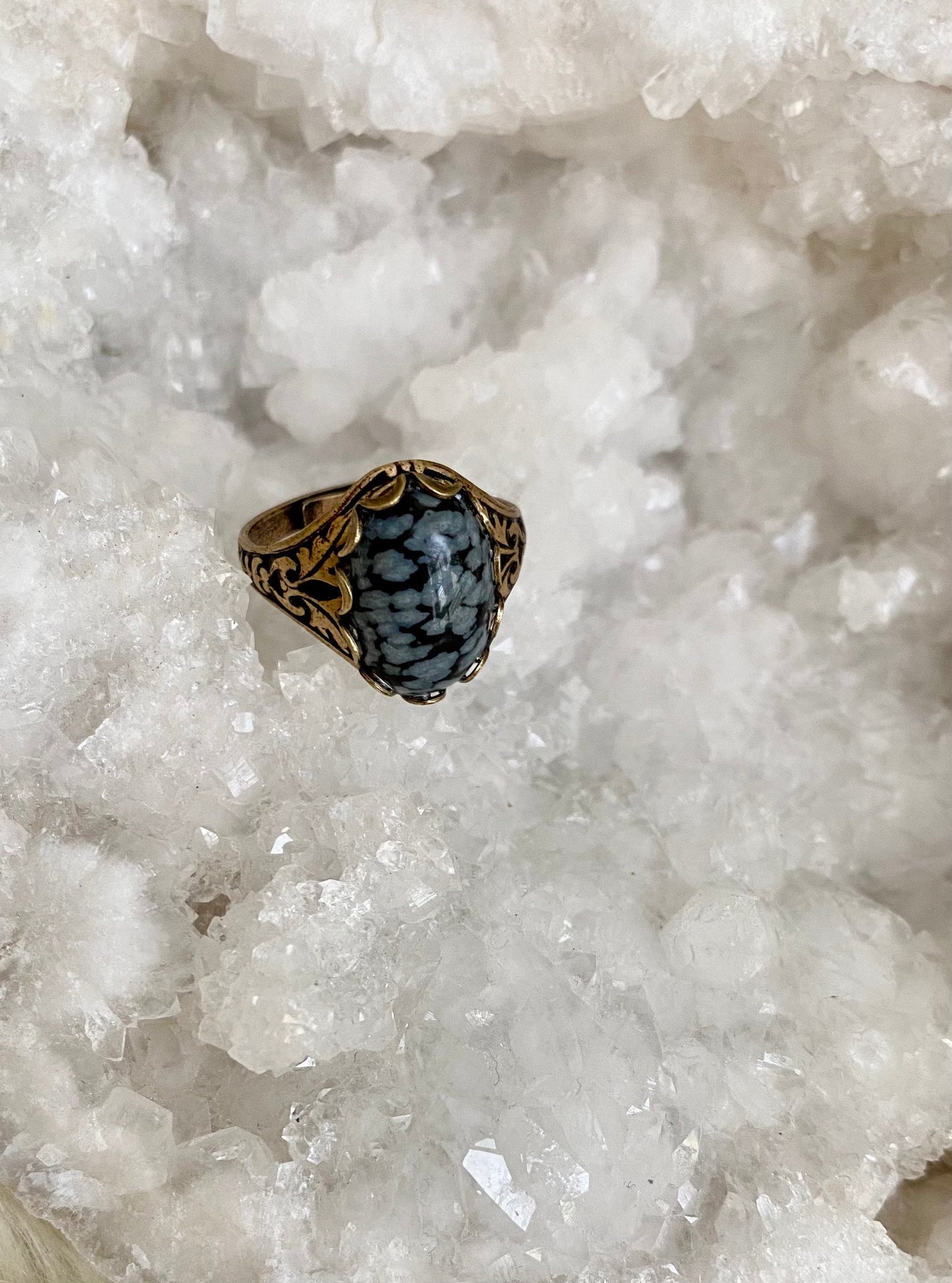 Snowflake Obsidian Ring