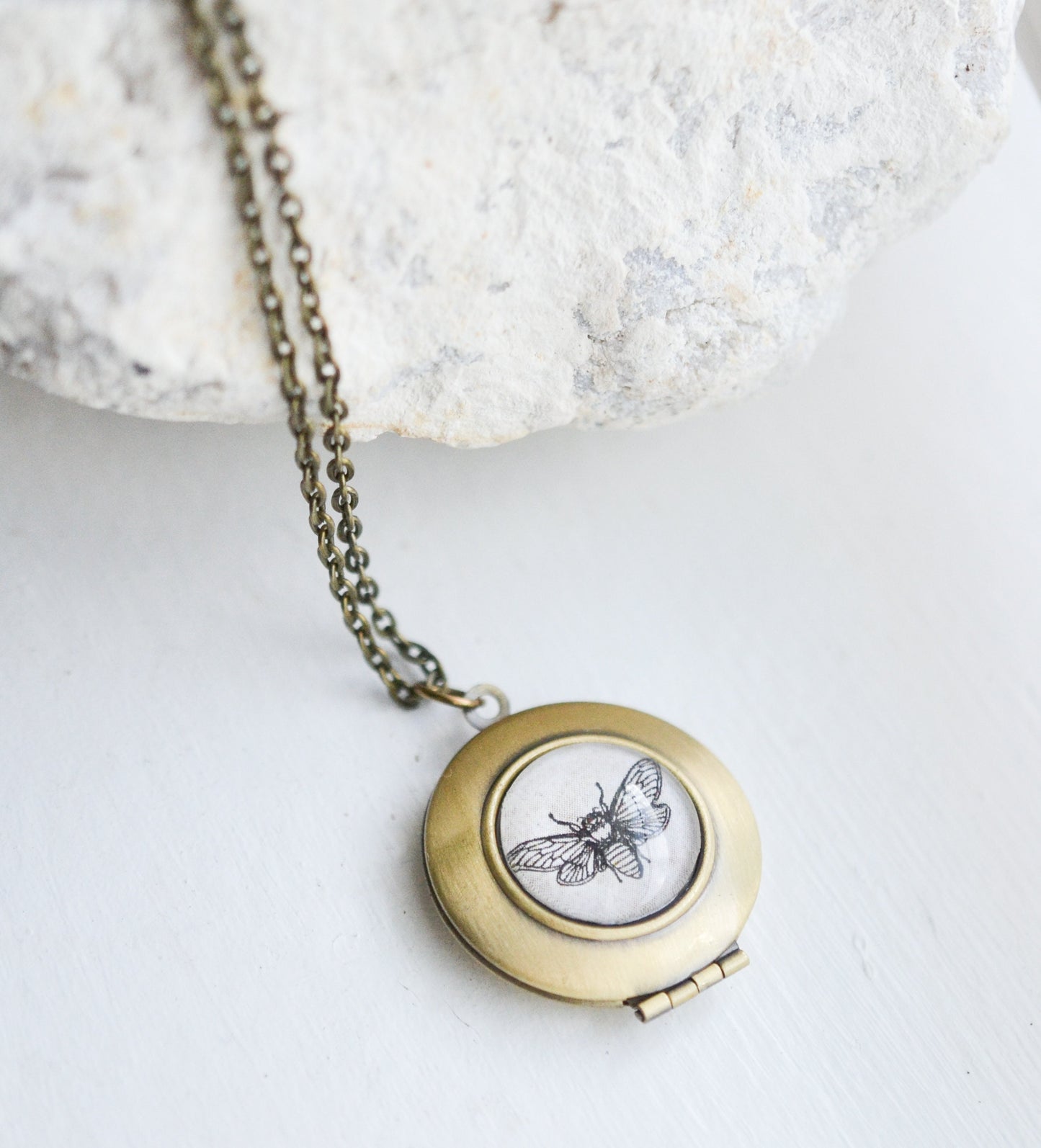 Bee Photo Locket Necklace