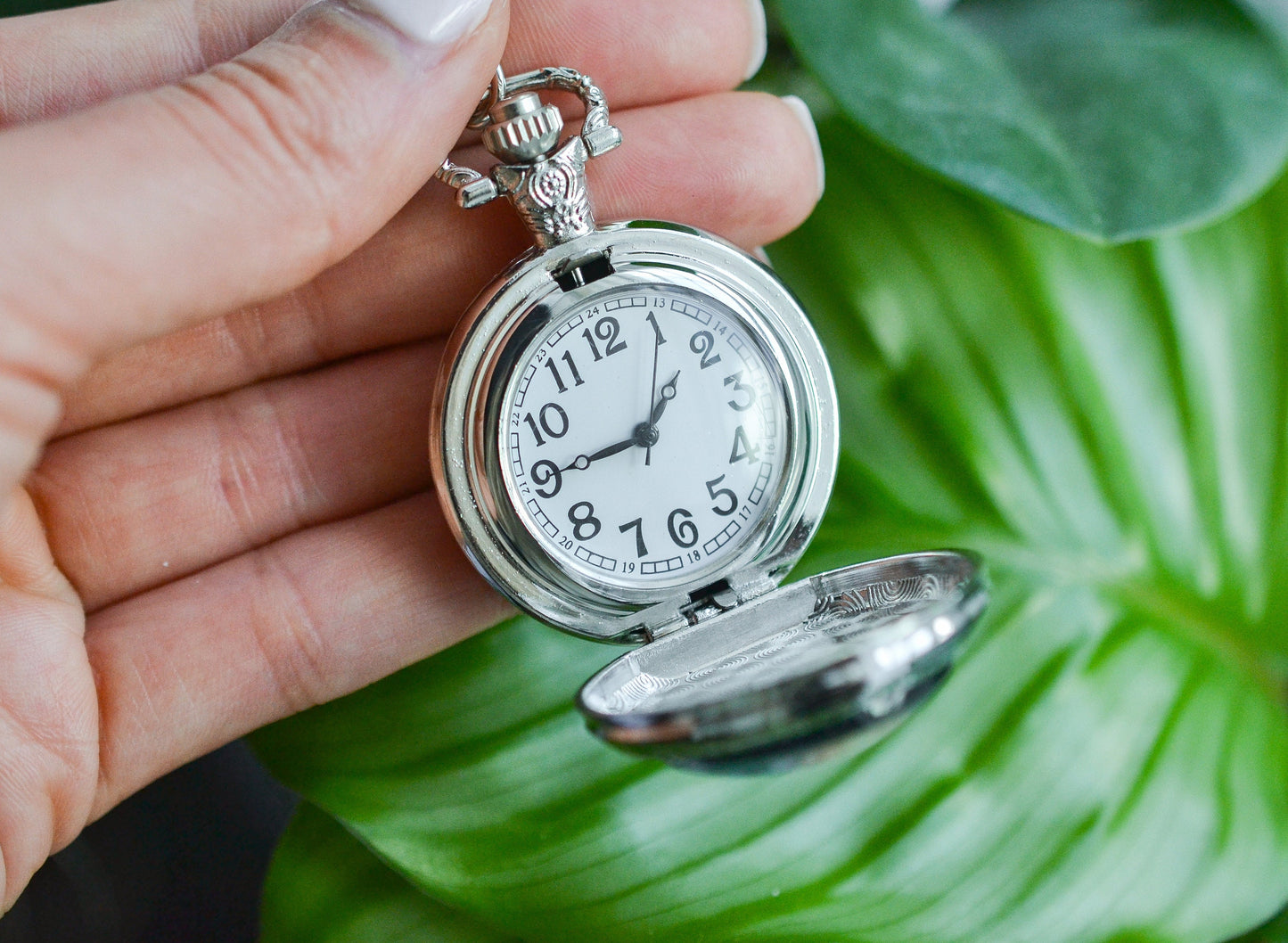 Blue Spiral Galaxy Pocket Watch Necklace