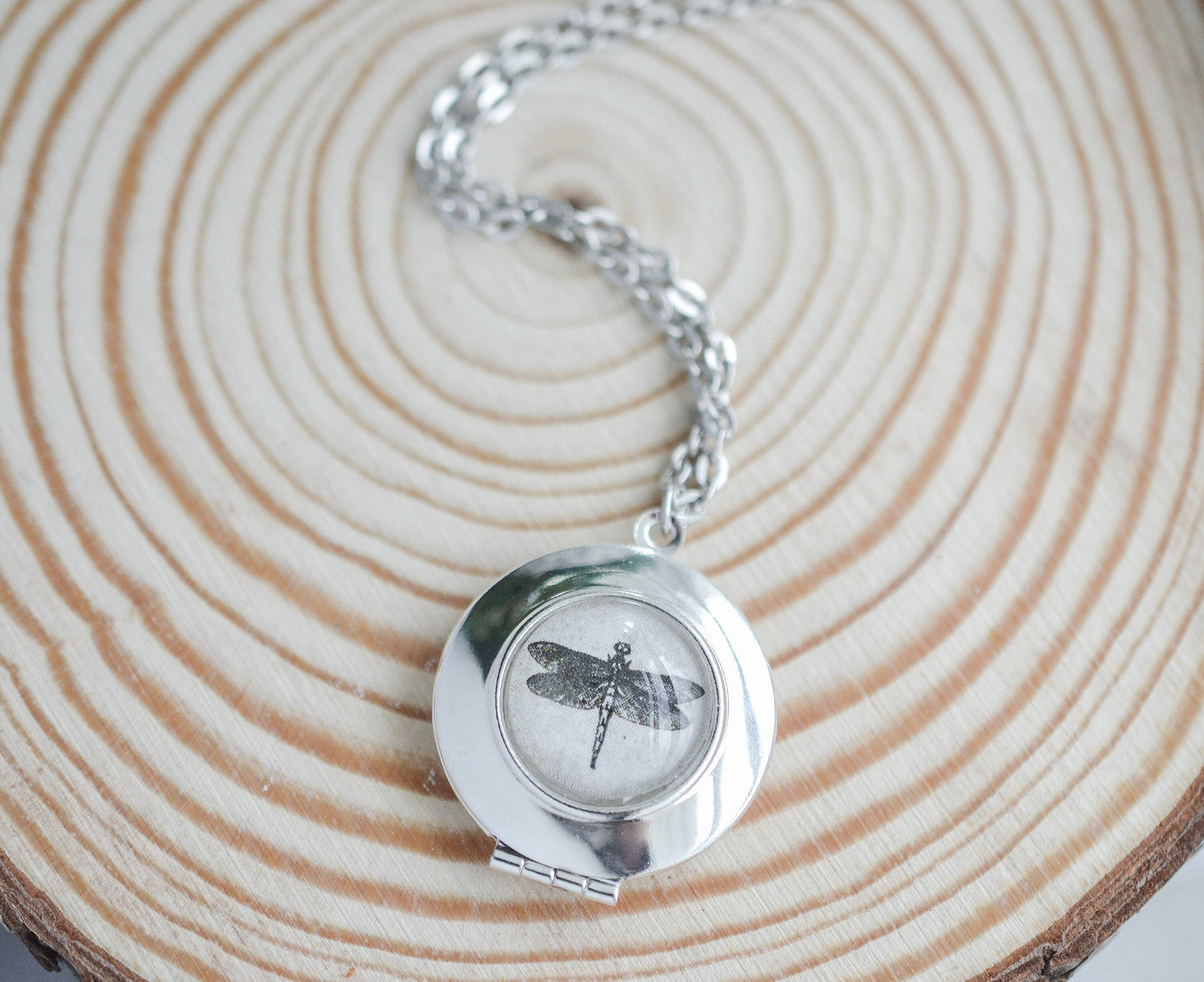 Dragonfly Locket Photo Necklace