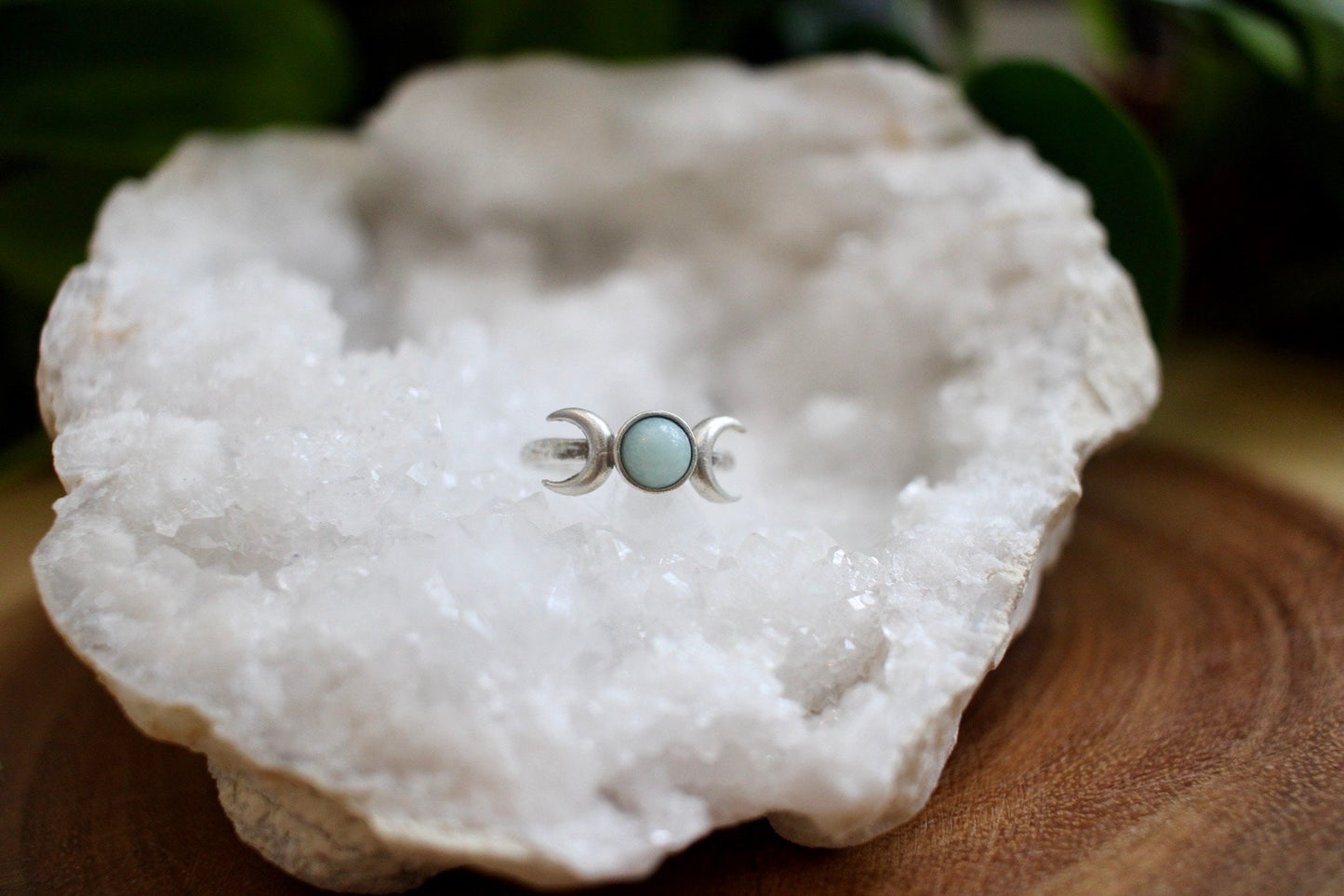 Amazonite Triple Moon Ring