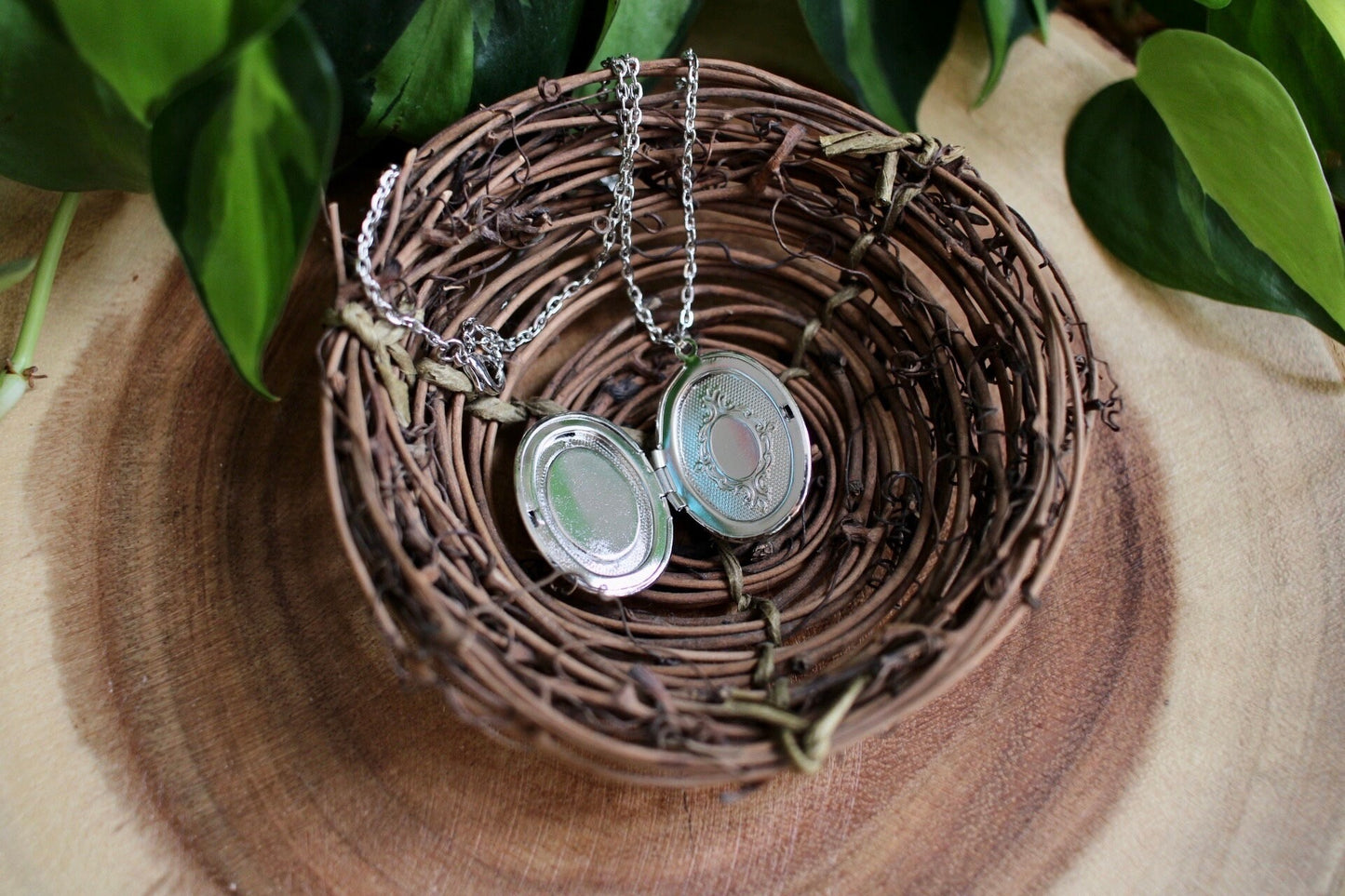 Birds on a Tree Branch Locket Necklace