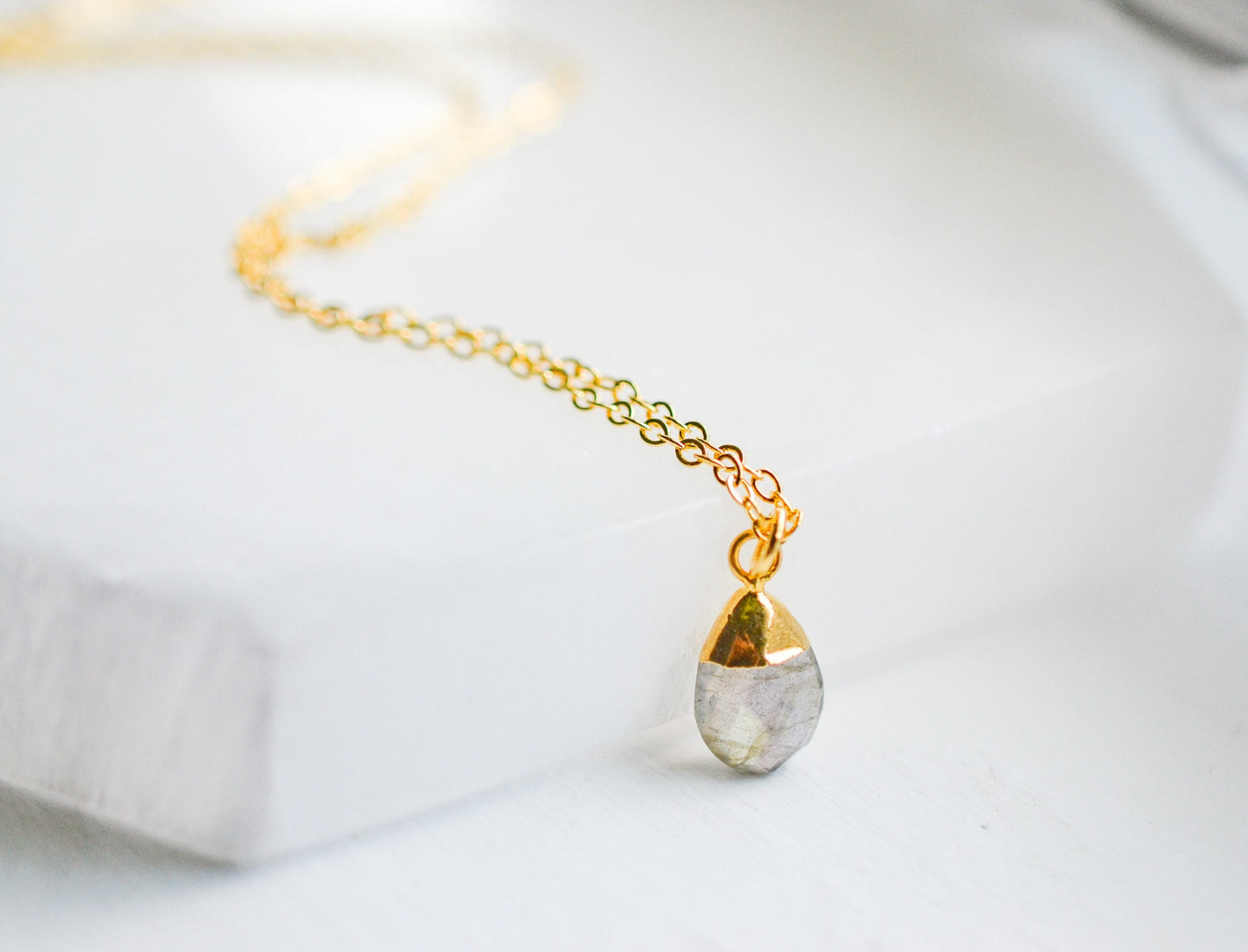 Dainty Gold Labradorite Necklace