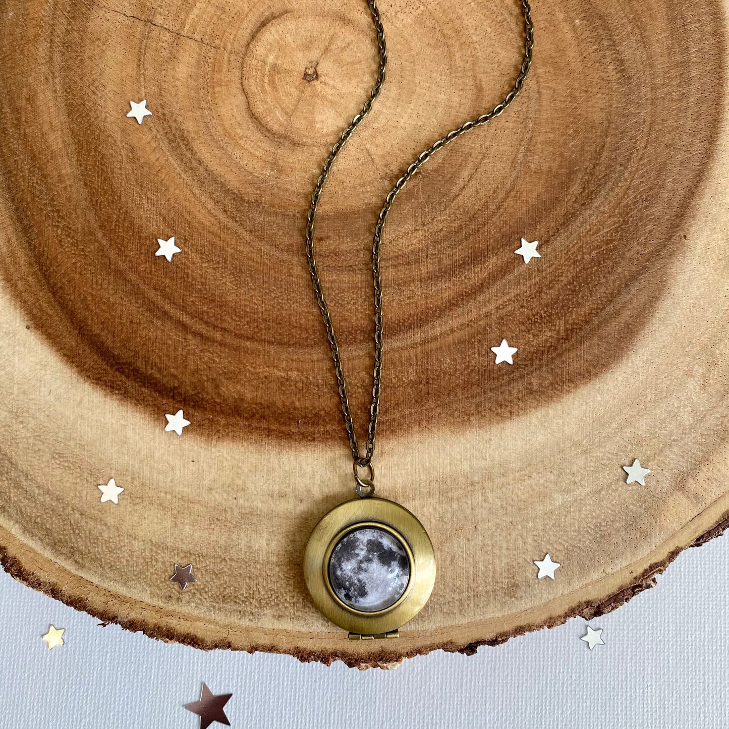 Full Moon Locket Necklace