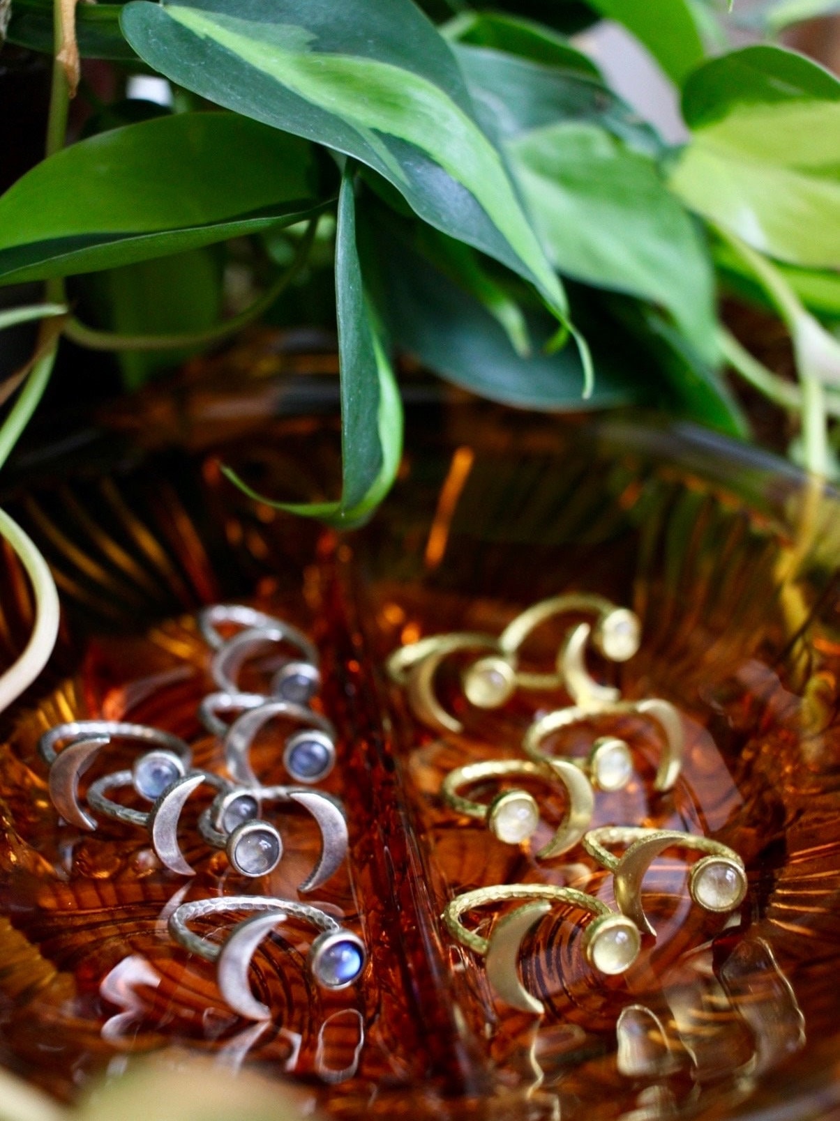 Moonstone Crescent Moon Ring