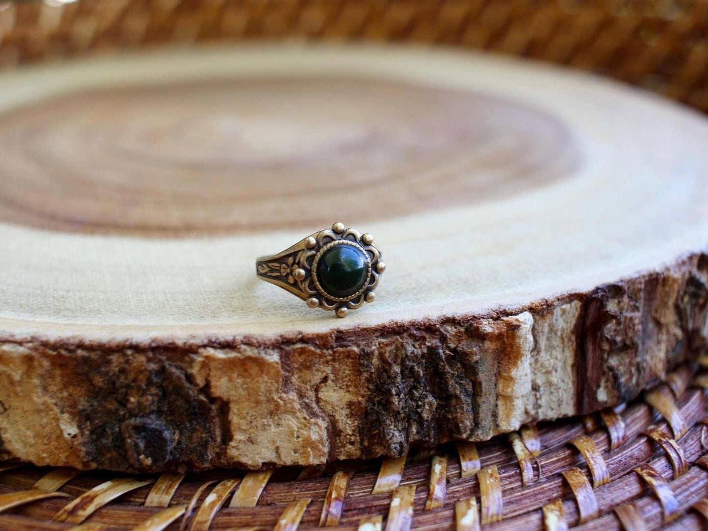Jade Adjustable Gemstone Ring