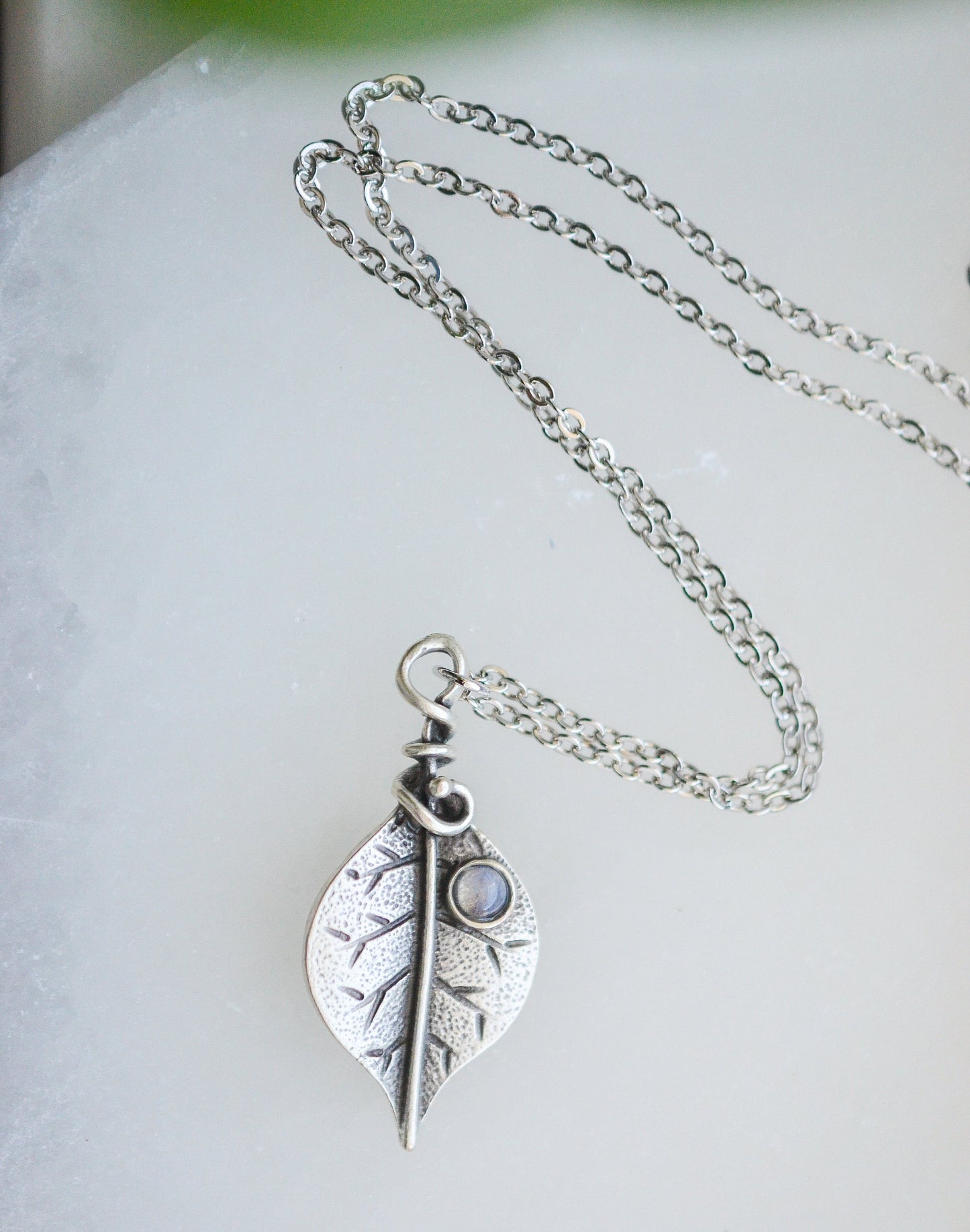 Leaf Moonstone Necklace