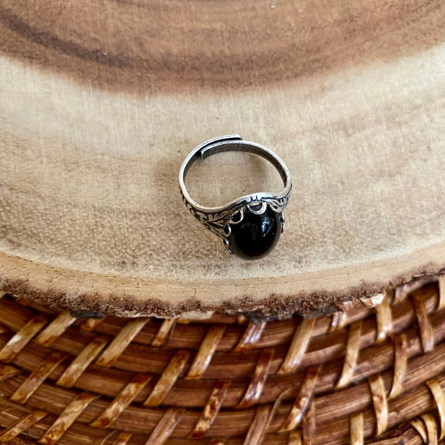 Black Onyx Ring, Protection Stone Ring, Gothic Jewelry, Gift for Girlfriend