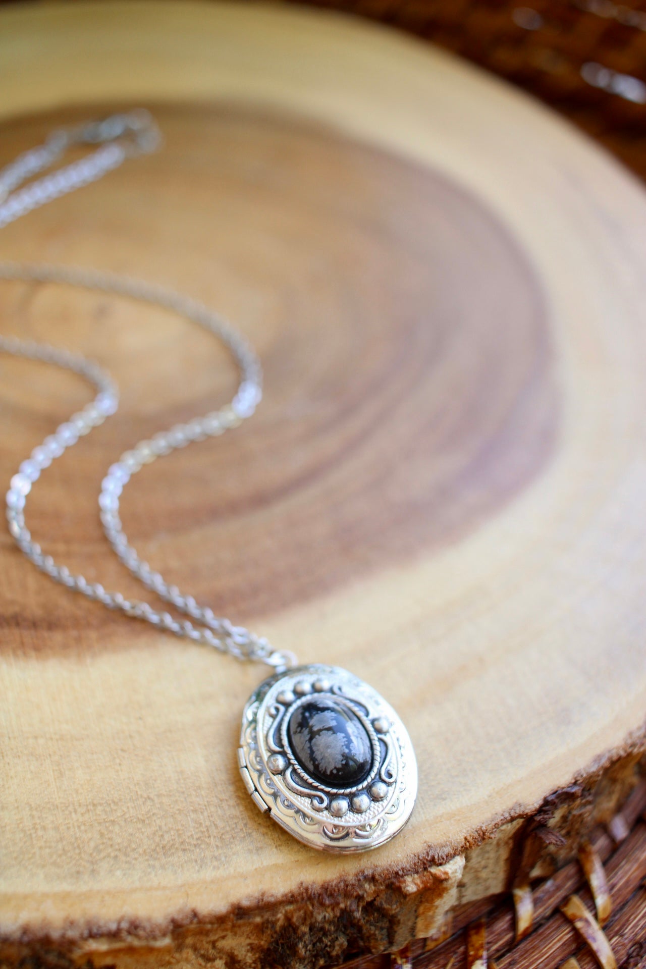 Natural Gemstone Locket Necklace