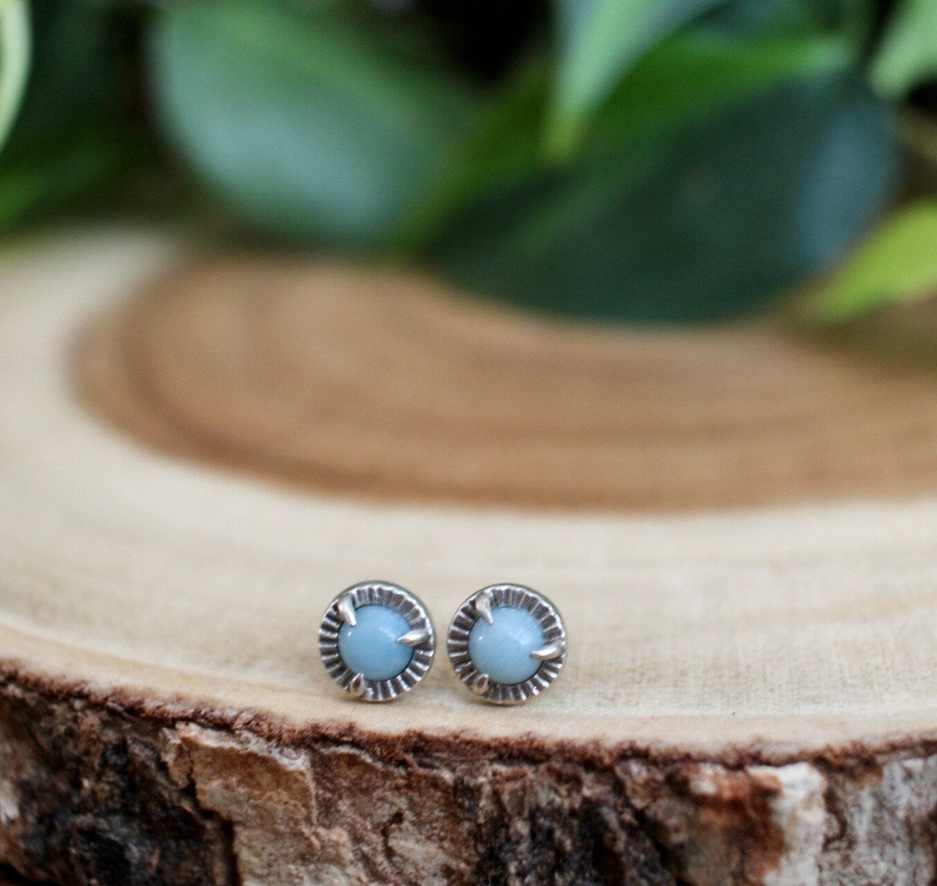 Amazonite Dainty Silver Stud Earrings