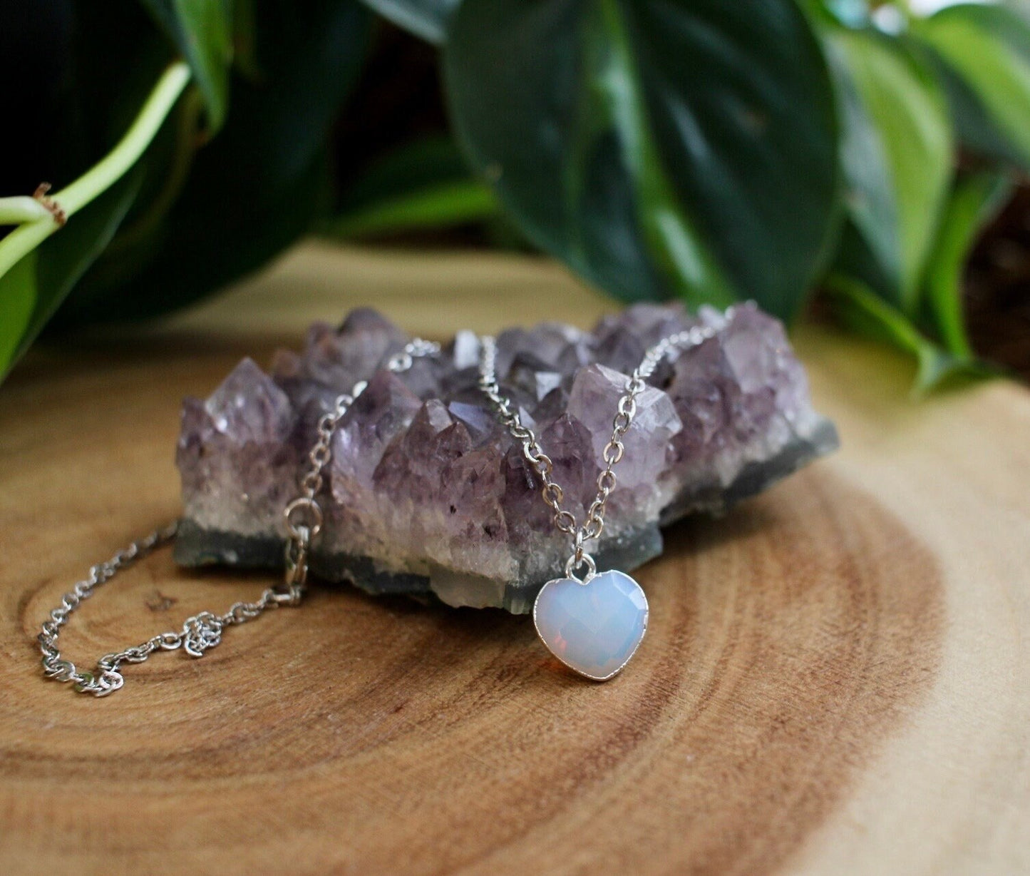 Opalite Heart Crystal Necklace