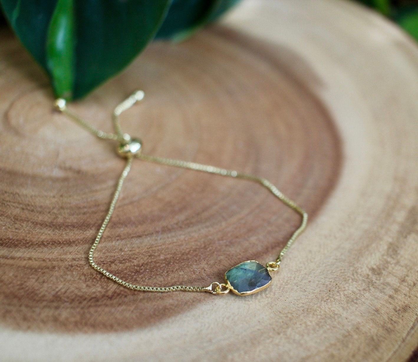 Gold Electroplated Labradorite Bracelet