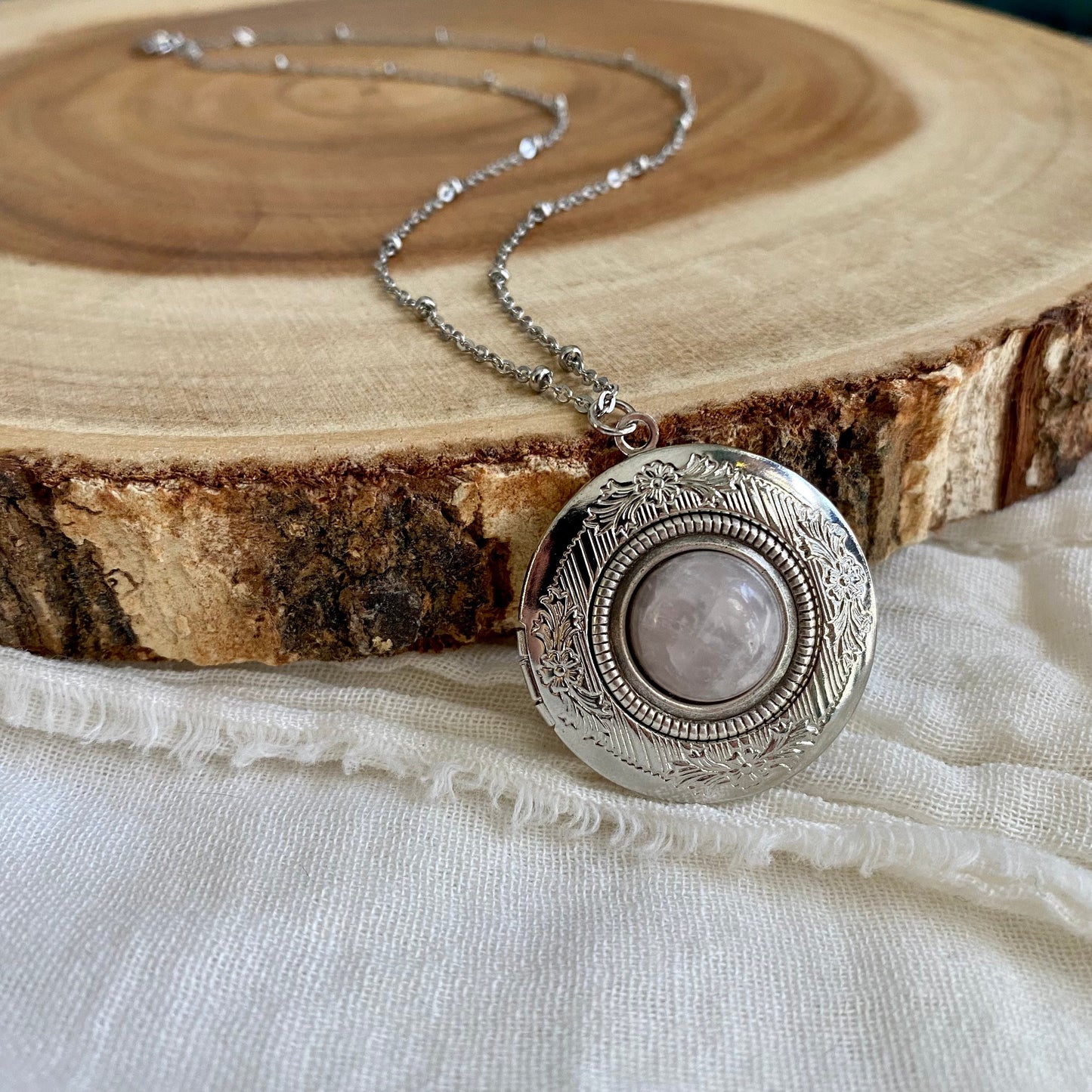 Rose Quartz Locket Necklace