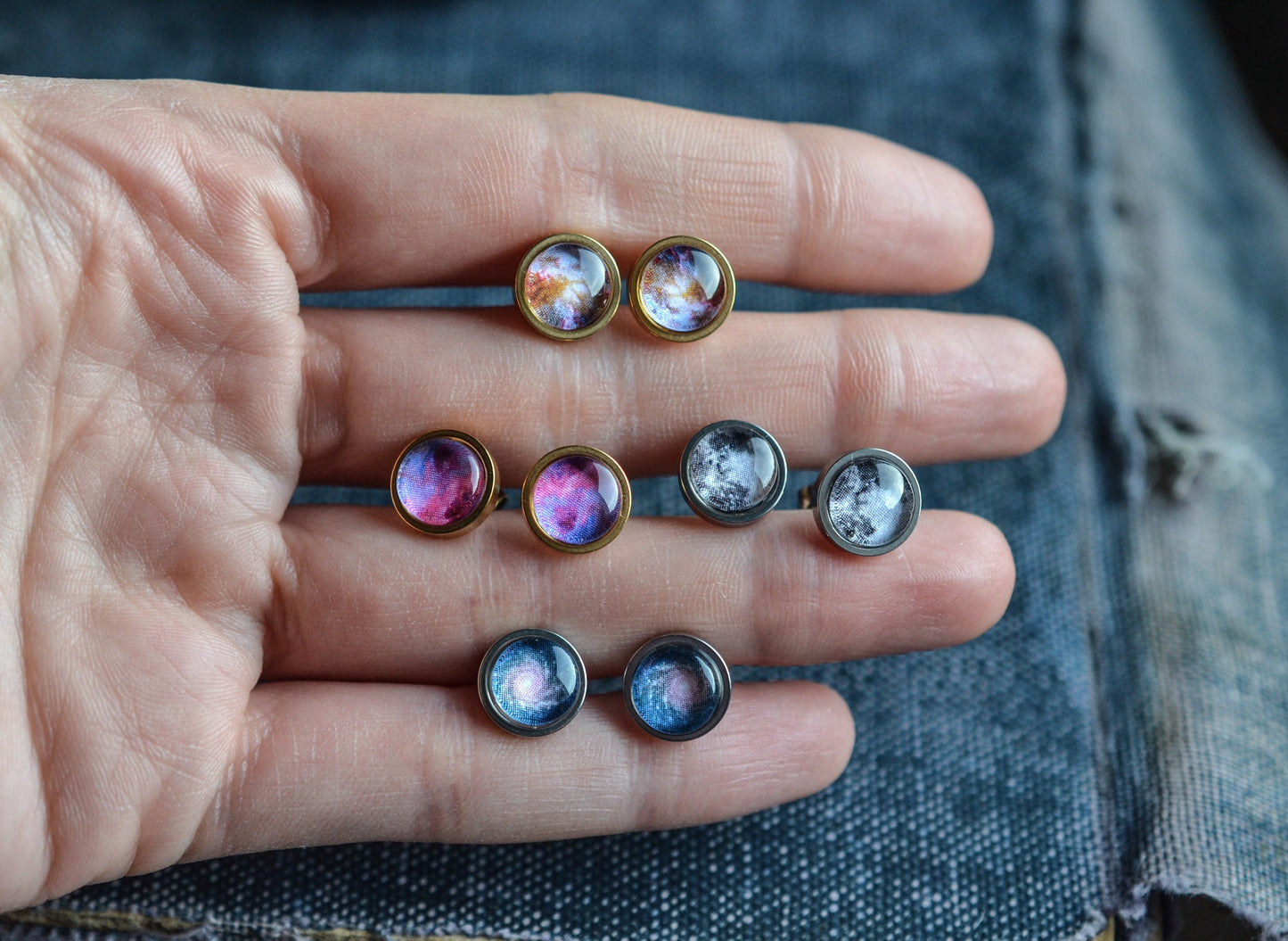 Dainty Galaxy Stud Earrings