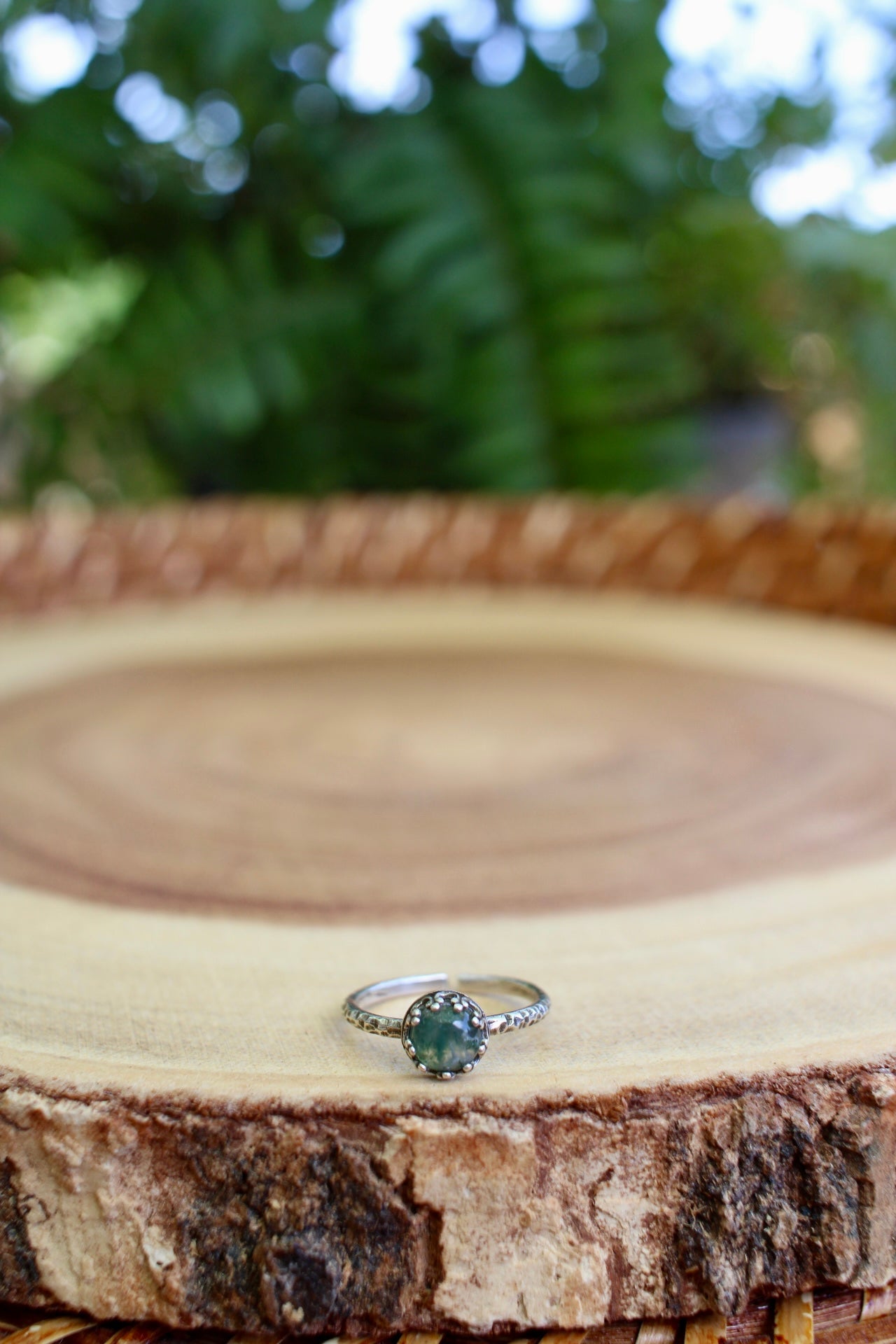 Dainty Moss Agate Ring