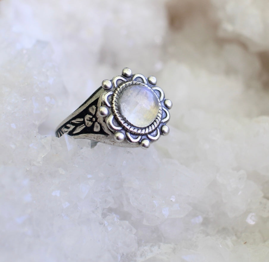 Moonstone Adjustable Gemstone Ring