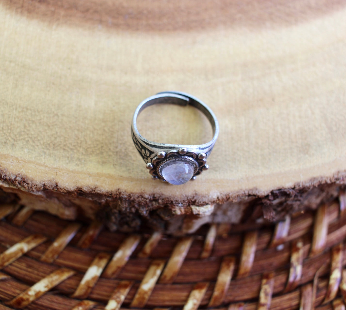 Moonstone Adjustable Gemstone Ring