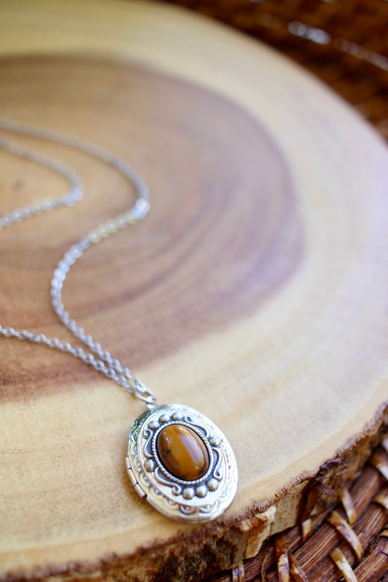 Natural Gemstone Locket Necklace