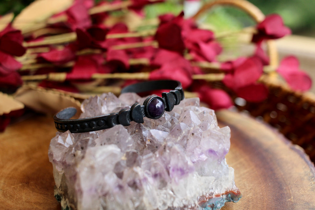 Amethyst Black Moon Phase Cuff