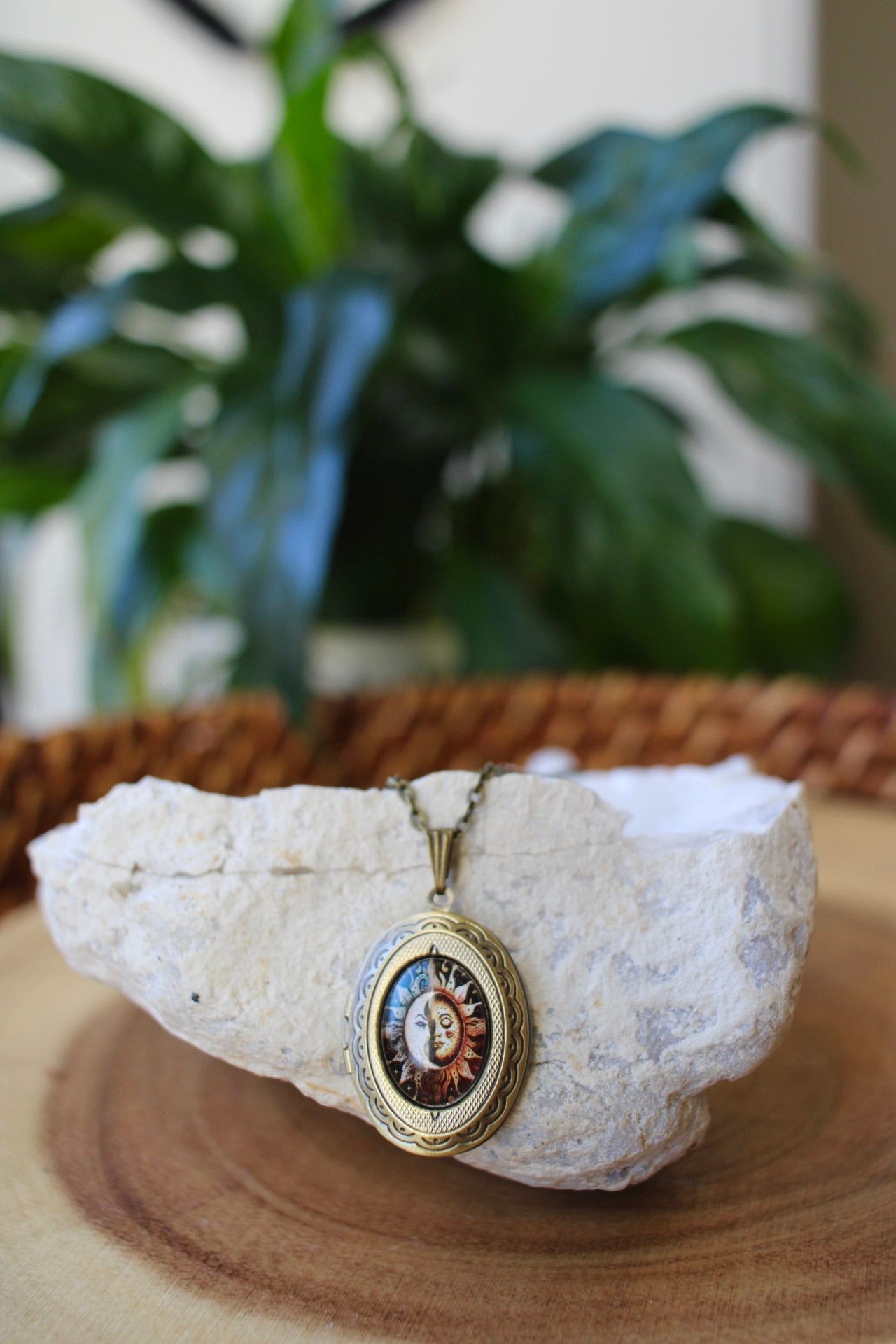 Sun & Moon Face Locket Necklace