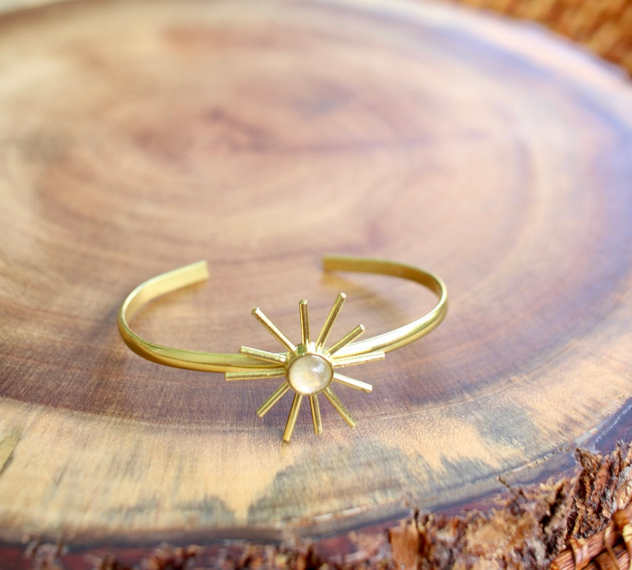 Moonstone Sun Cuff Bracelet